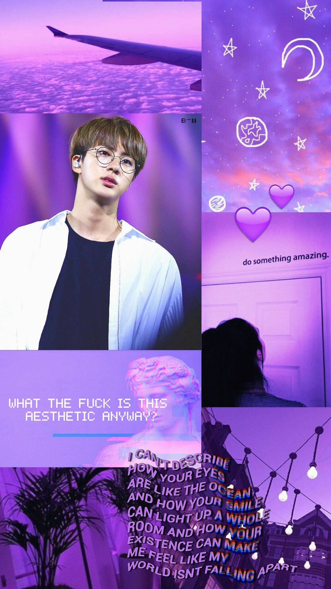 BTS Jin Pastel Lilla Æstetik Wallpapers