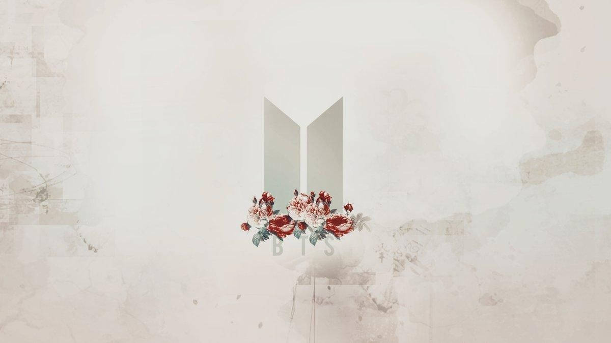 BTS-logo med blomster laptop Wallpapers