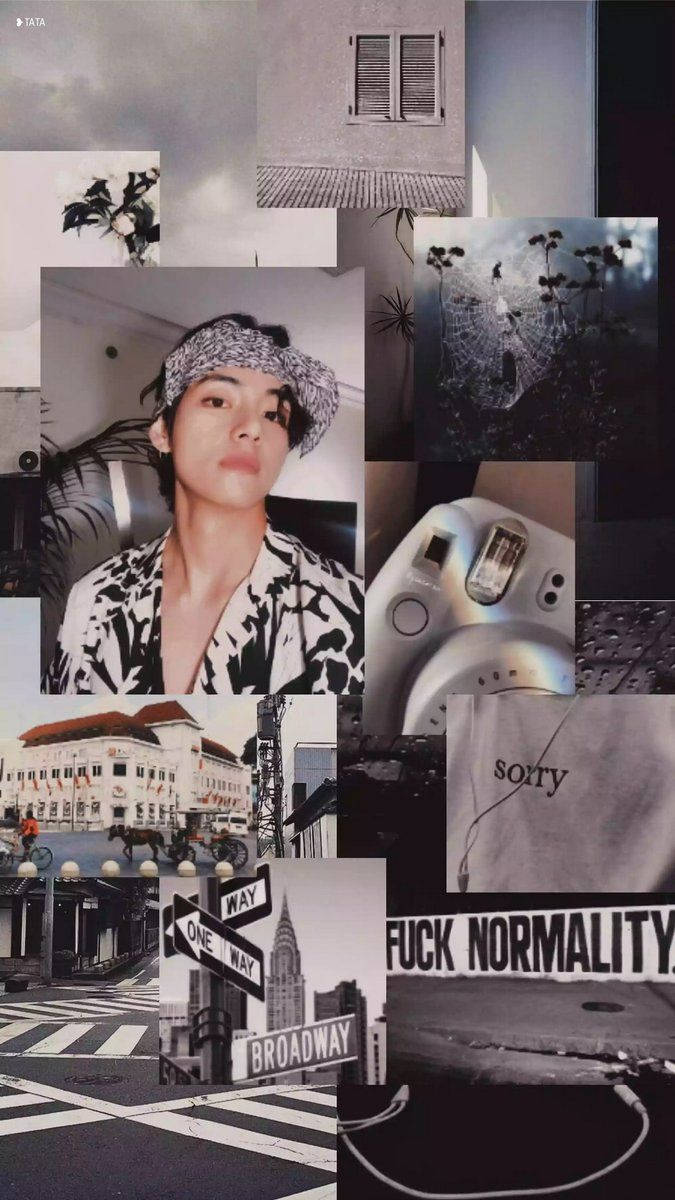 BTS-medlem V grå æstetik Wallpapers