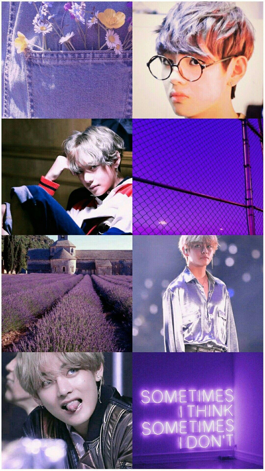 BTS-medlem V lilla lys æstetik Wallpapers