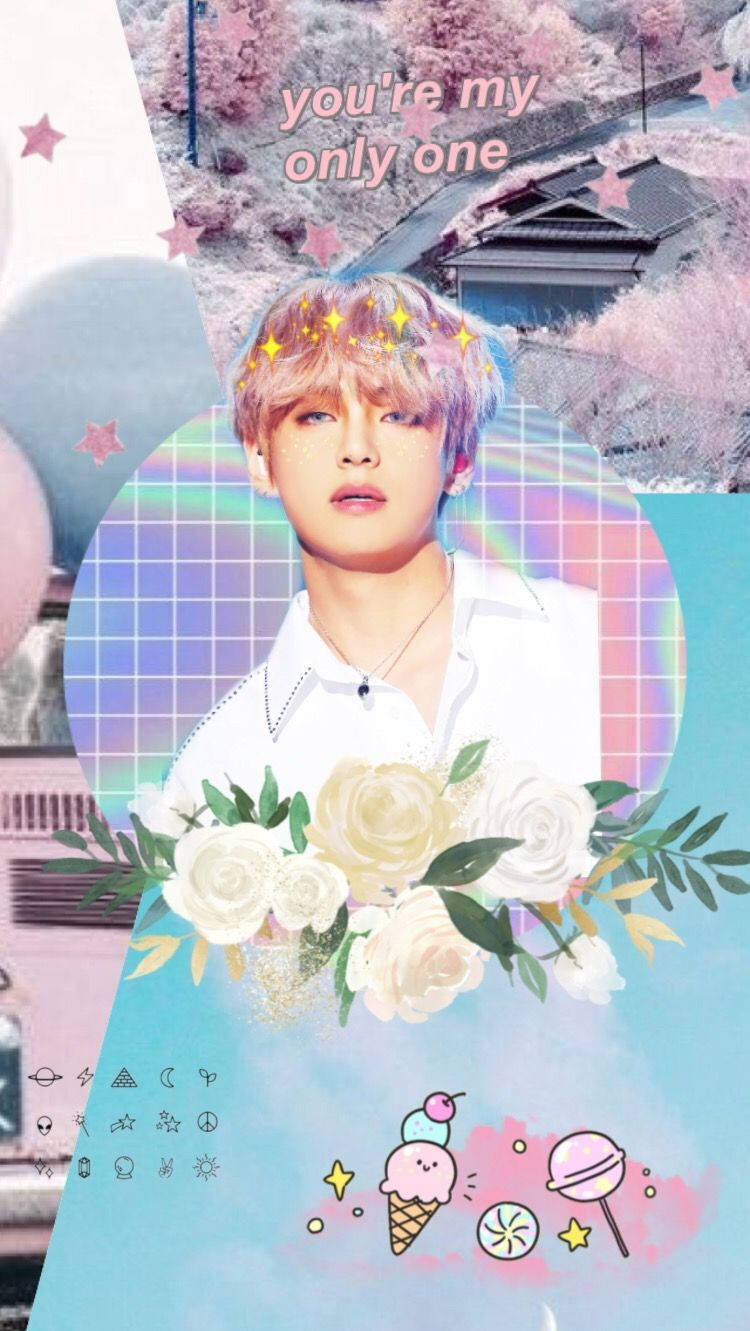 BTS-medlem V pastelfarver æstetik Wallpapers