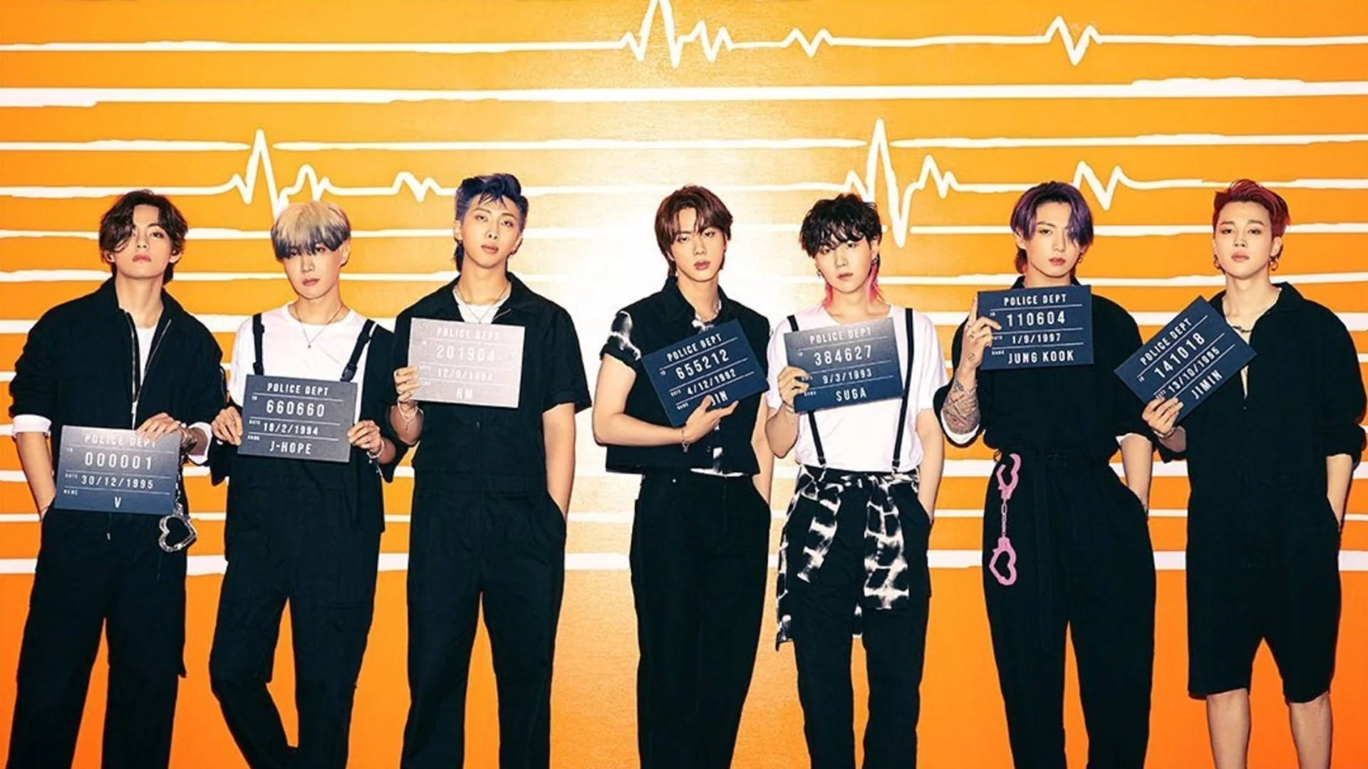 BTS Mugshot Line-up Skrivebordsbaggrund Wallpapers