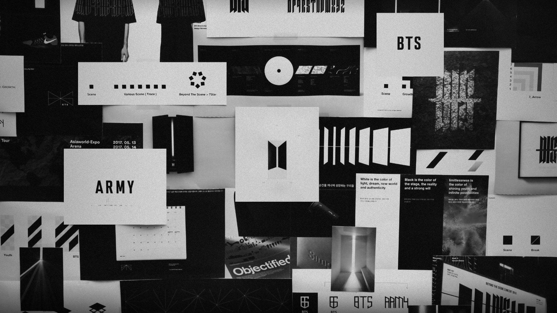 BTS Sort Æstetisk Logocollage Wallpapers