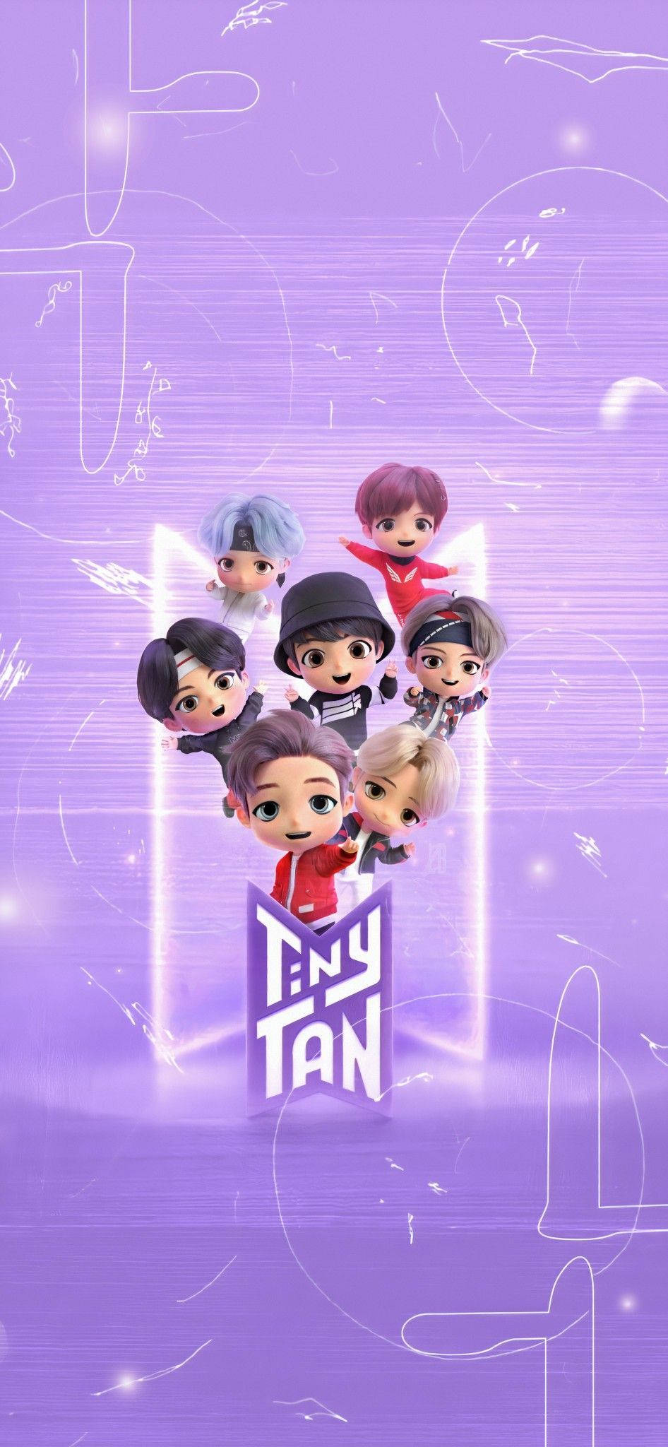 BTS Tinytan Pastel Lilla Portræt Wallpapers