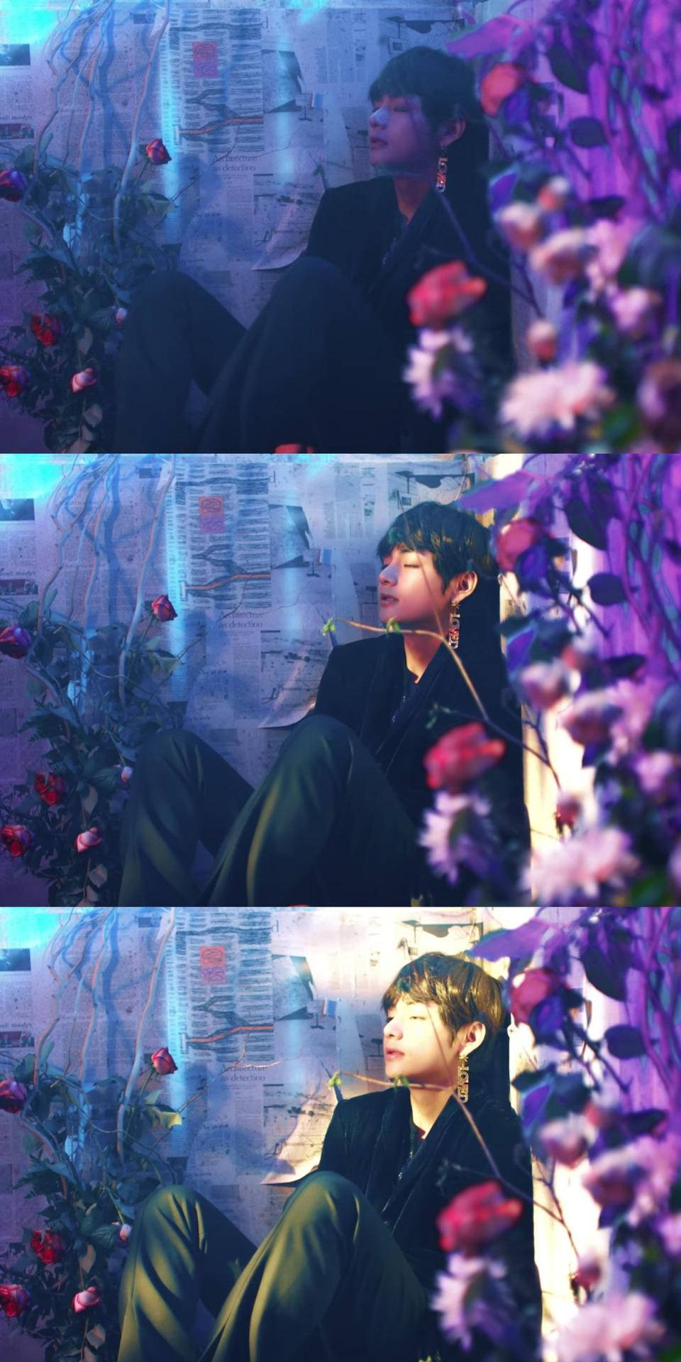 BTS V blomstervæg æstetik Wallpapers