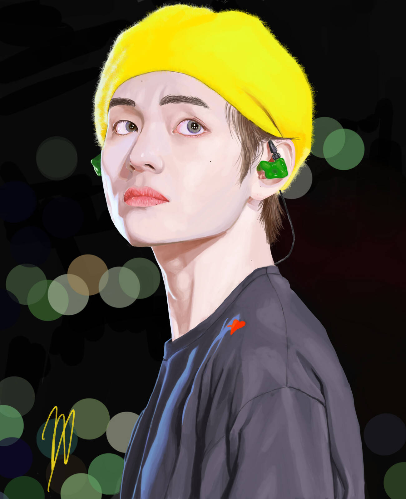 BTS V Gul Basker Kunst Wallpapers
