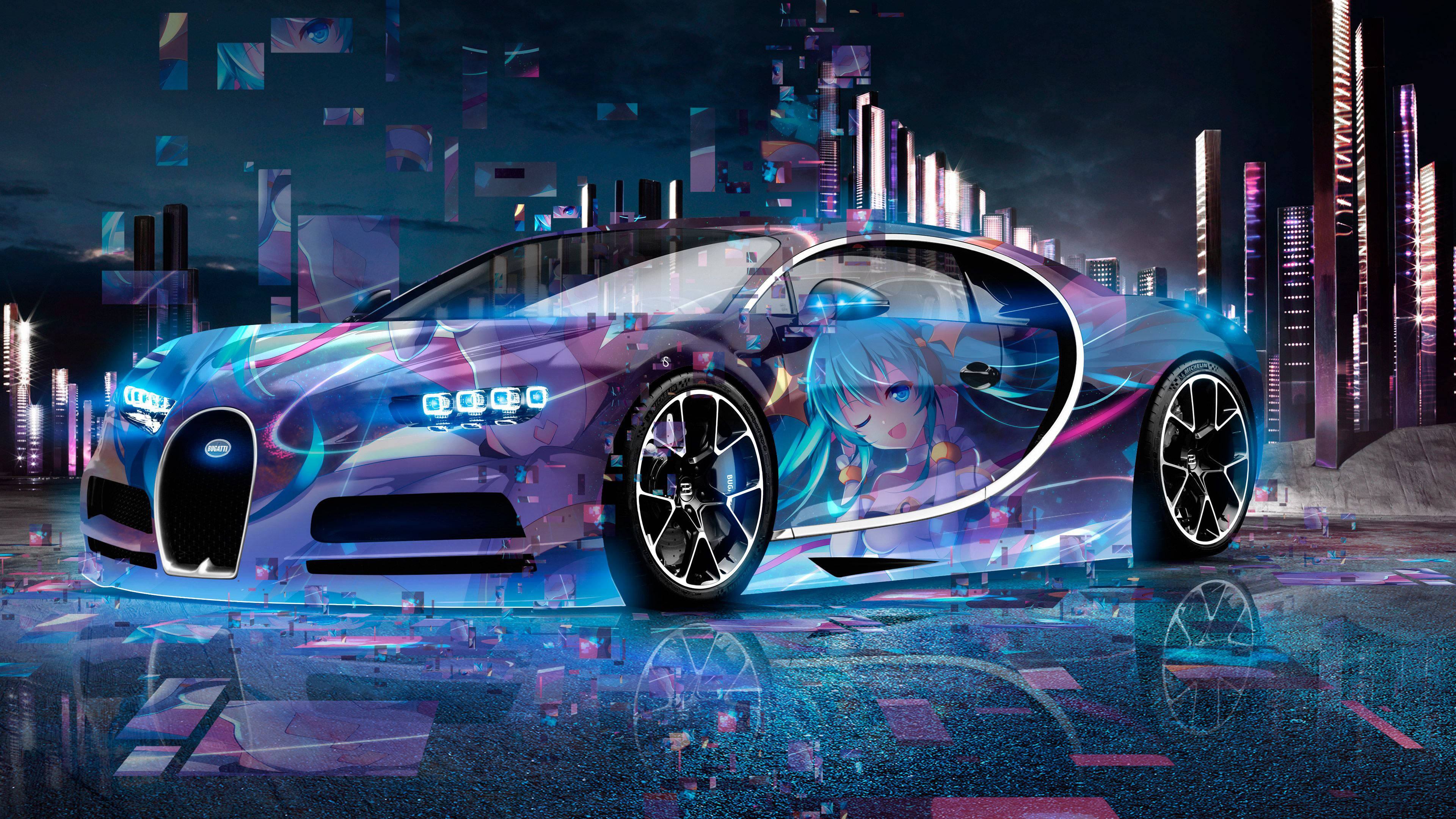 Bugatti Chiron Anime Bil Wallpapers