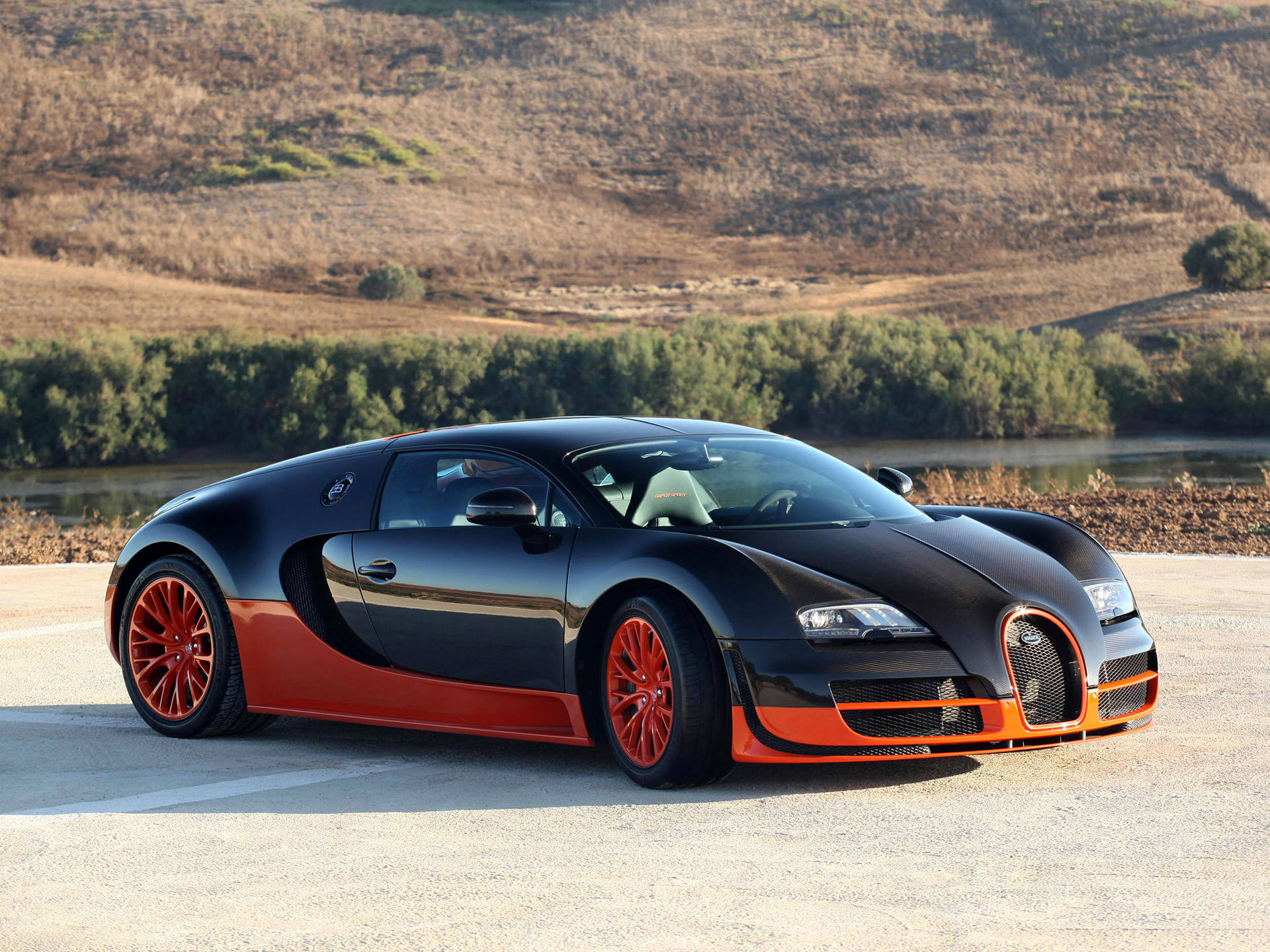 Bugatti Veyron parkeret udendørs wallpaper — Bugatti Wallpapers