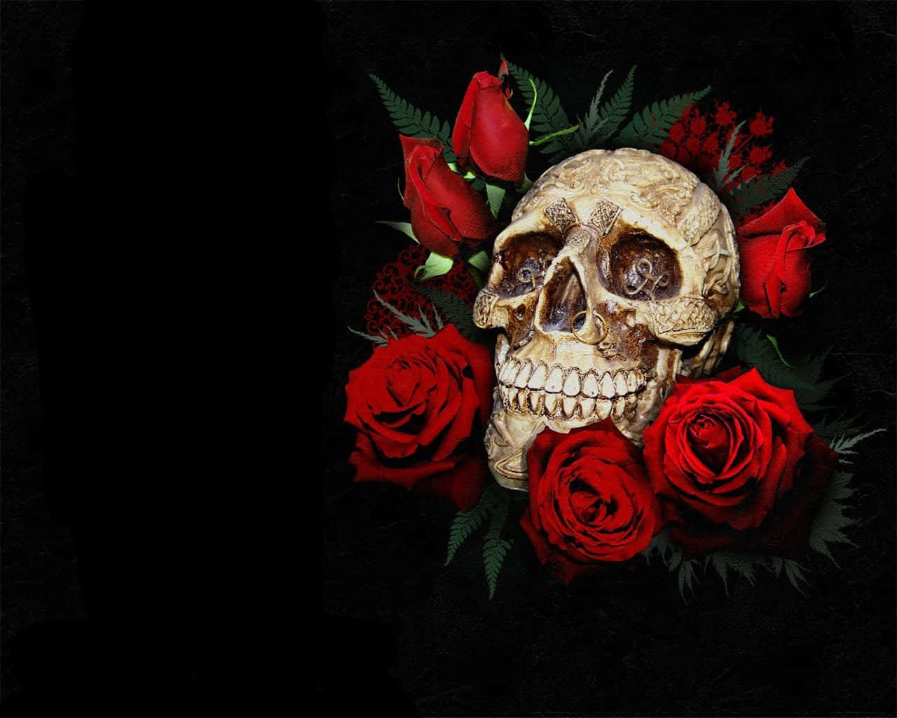 Buket af kranier og roser Wallpapers