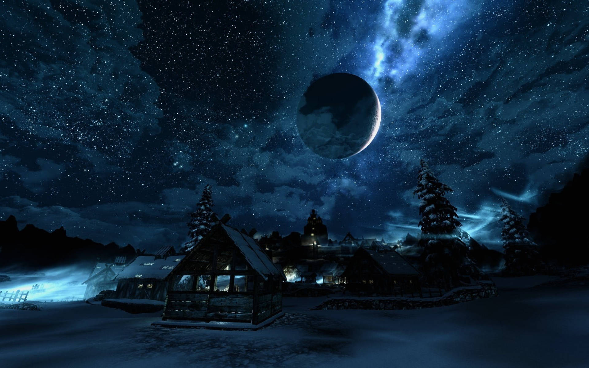 By under galaksemåne Wallpapers