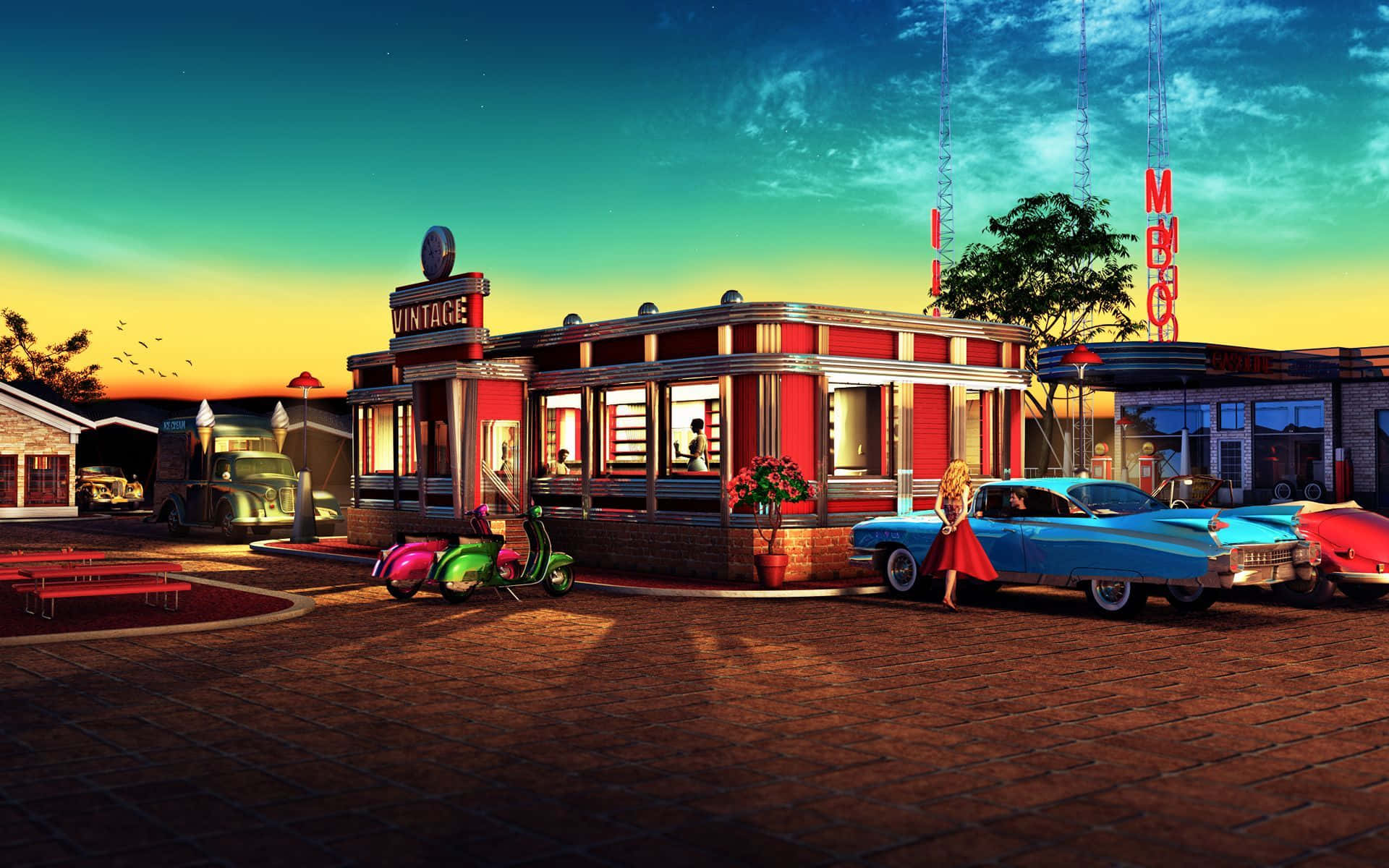 California æstetik parkerede biler Wallpapers