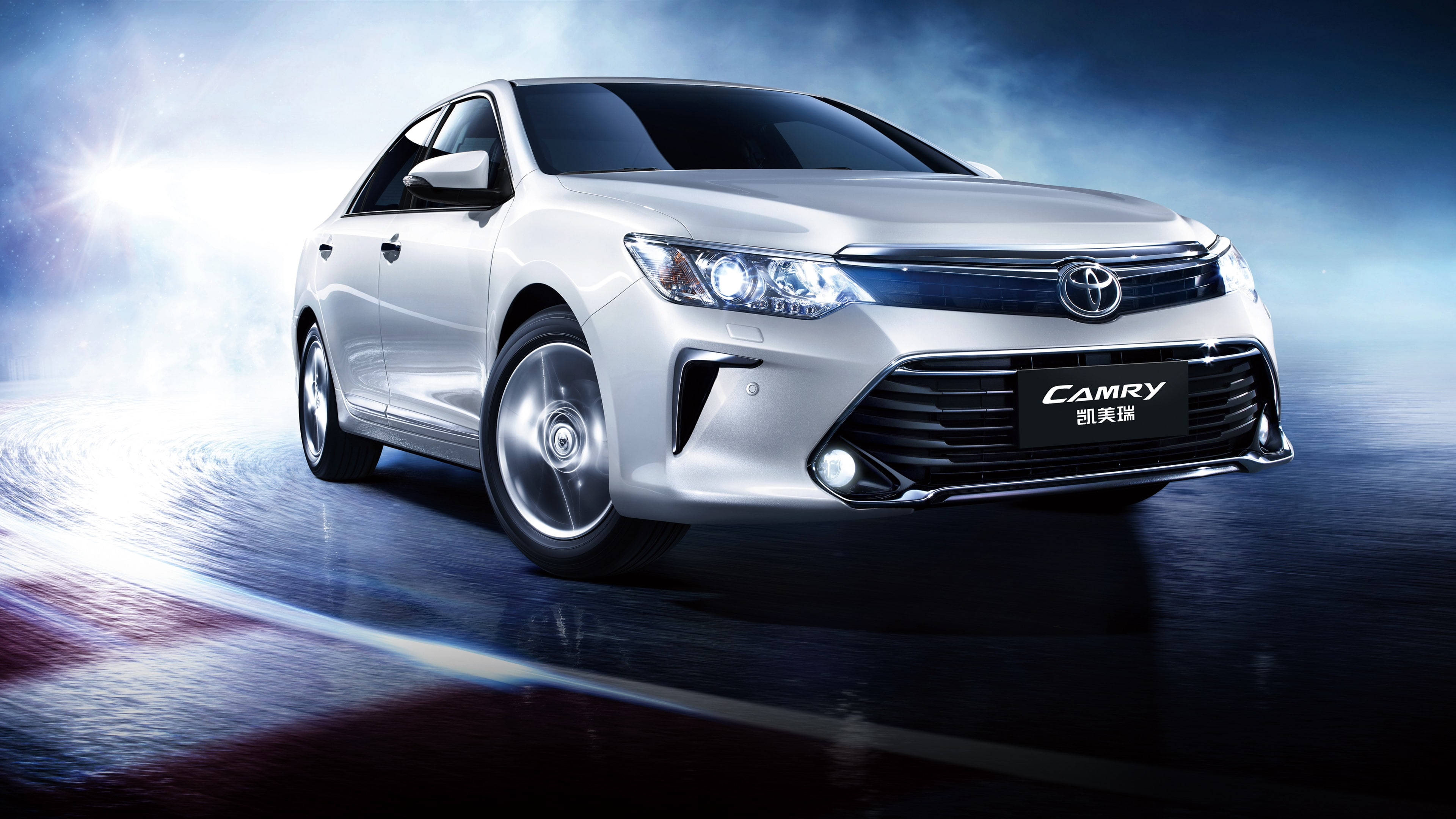 Camry Hvid Toyota 4K Med Røg Wallpapers