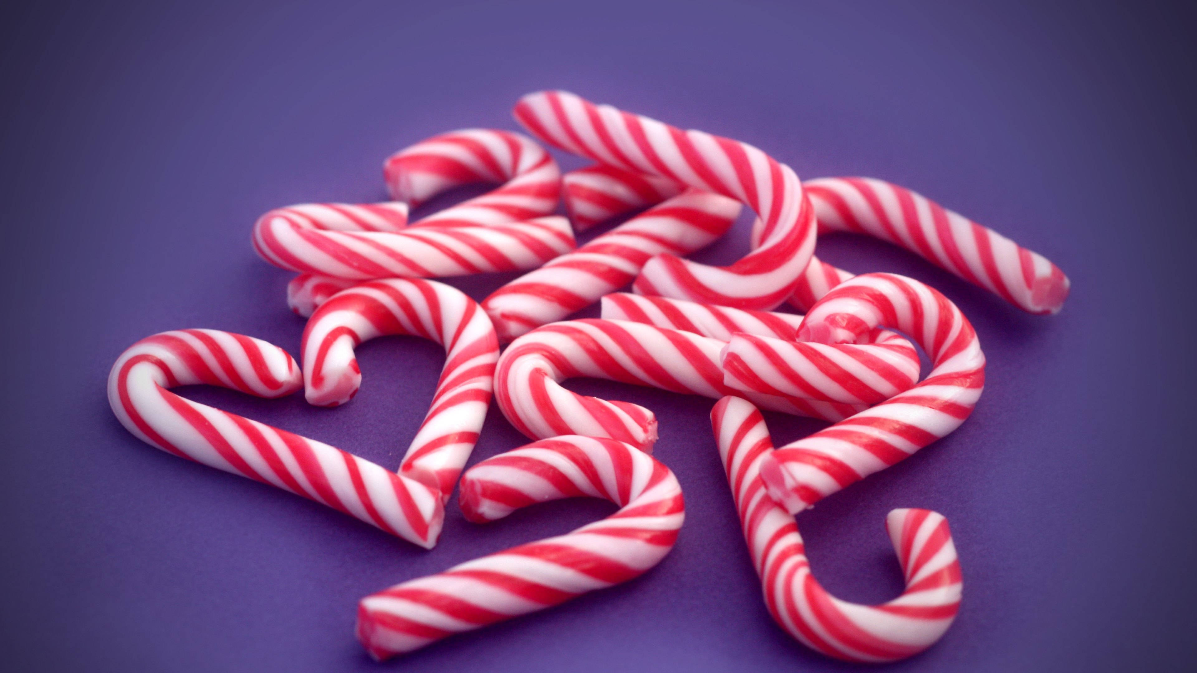 Candy Cane In Purple Background Wallpapers
