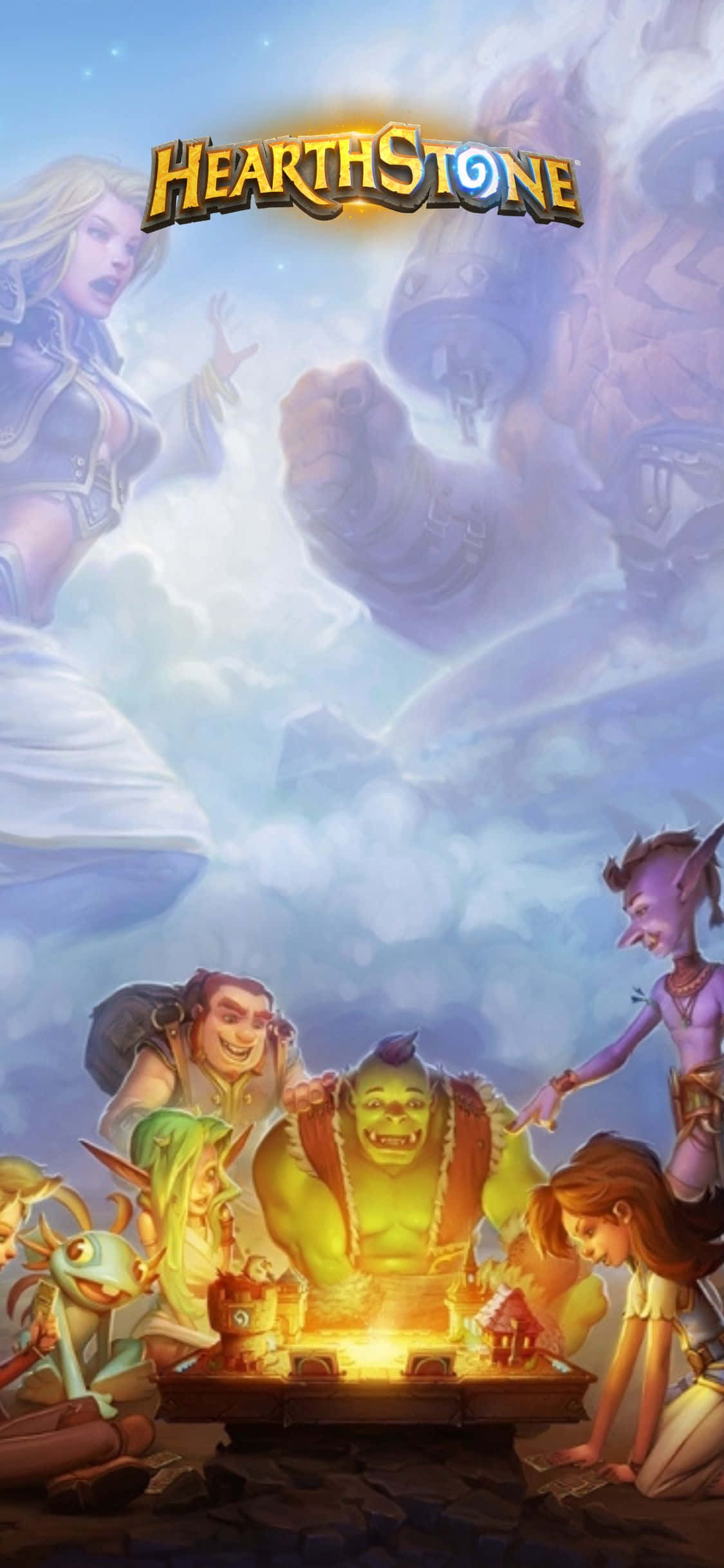 Billedtekst: Deltag i episke kampe med Hearthstone iPhone XS Baggrund Wallpapers