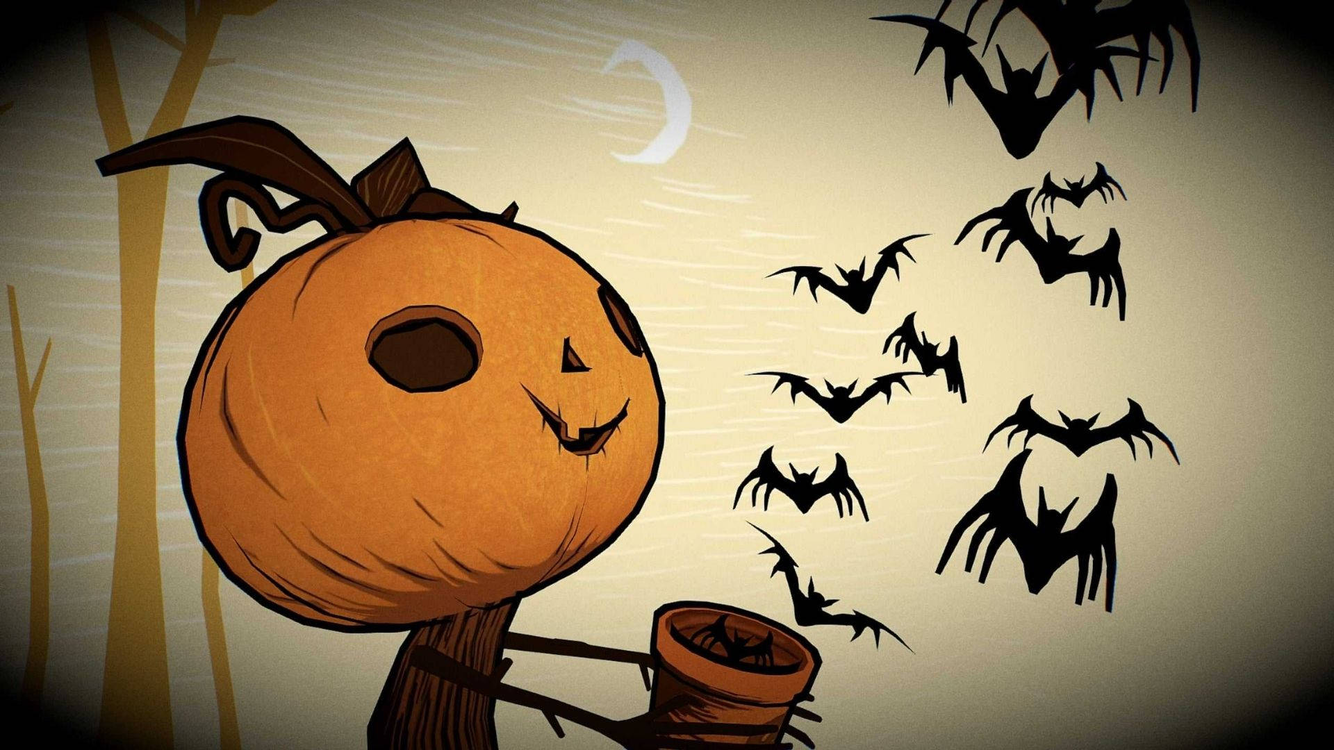 Cartoon Halloween Græskar Slipper Flagermus Fri Wallpapers