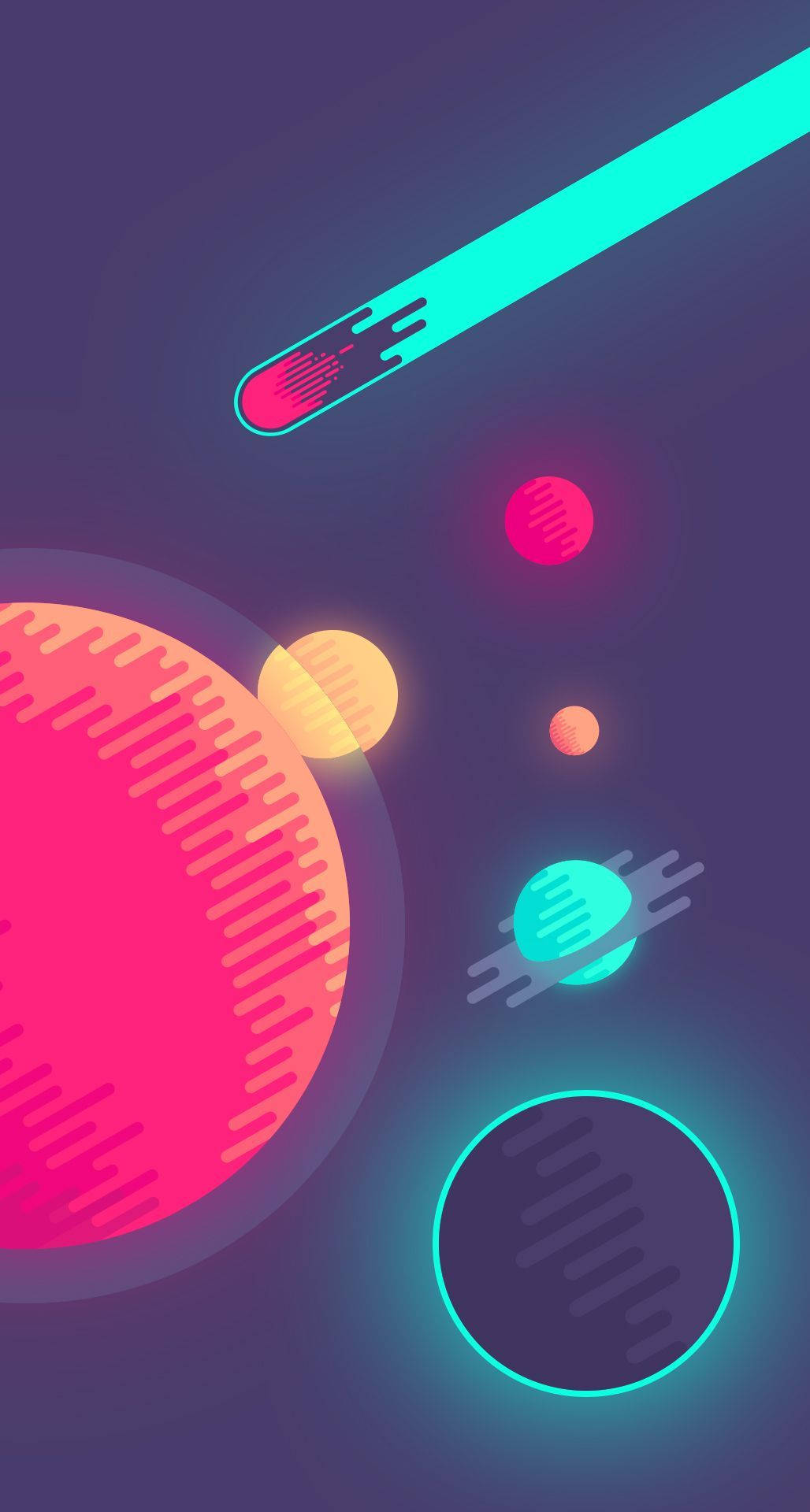 Cartoonagtige neonplaneter indie-telefon Wallpapers