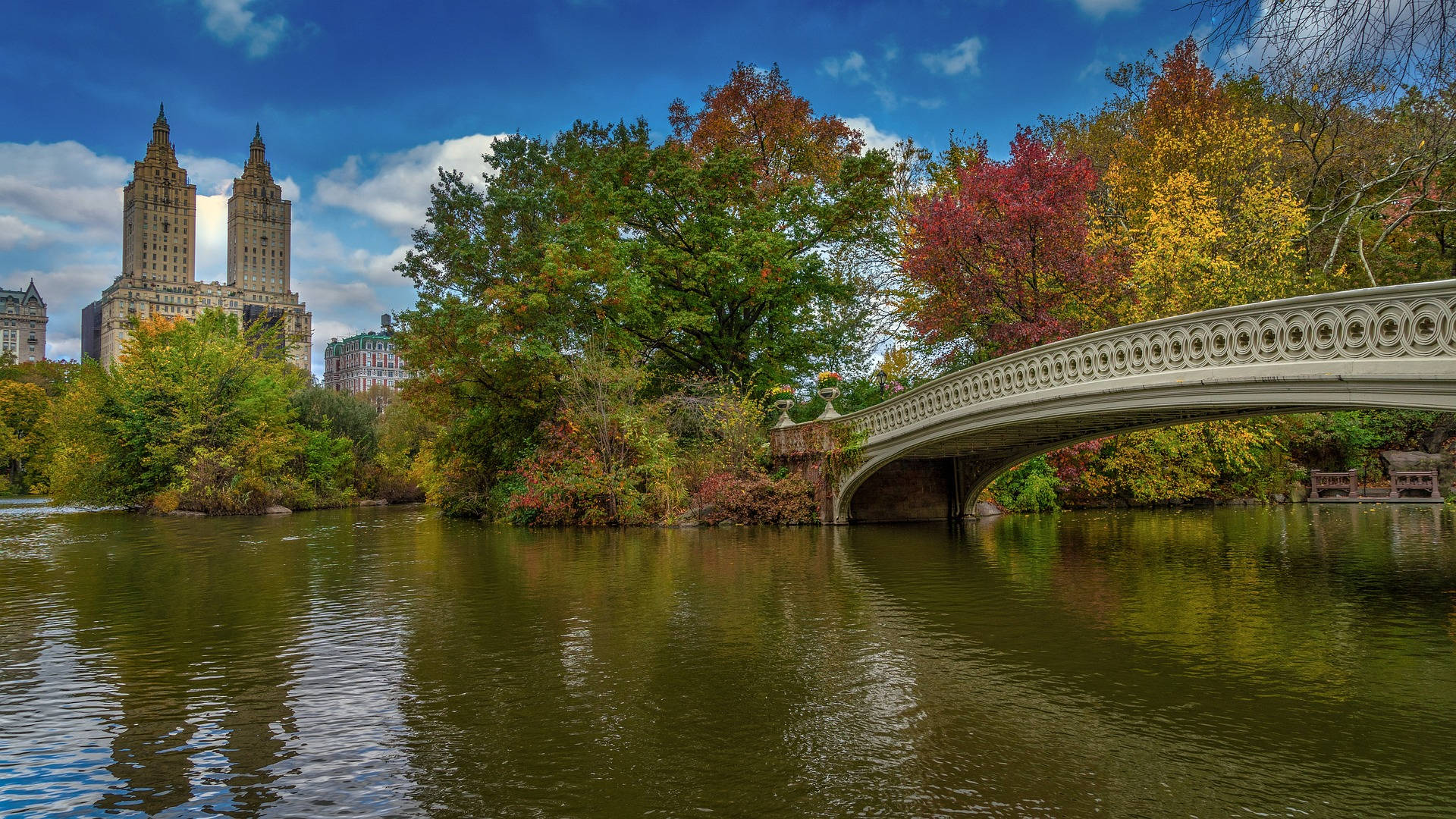 Central Park-sø med bro Wallpapers