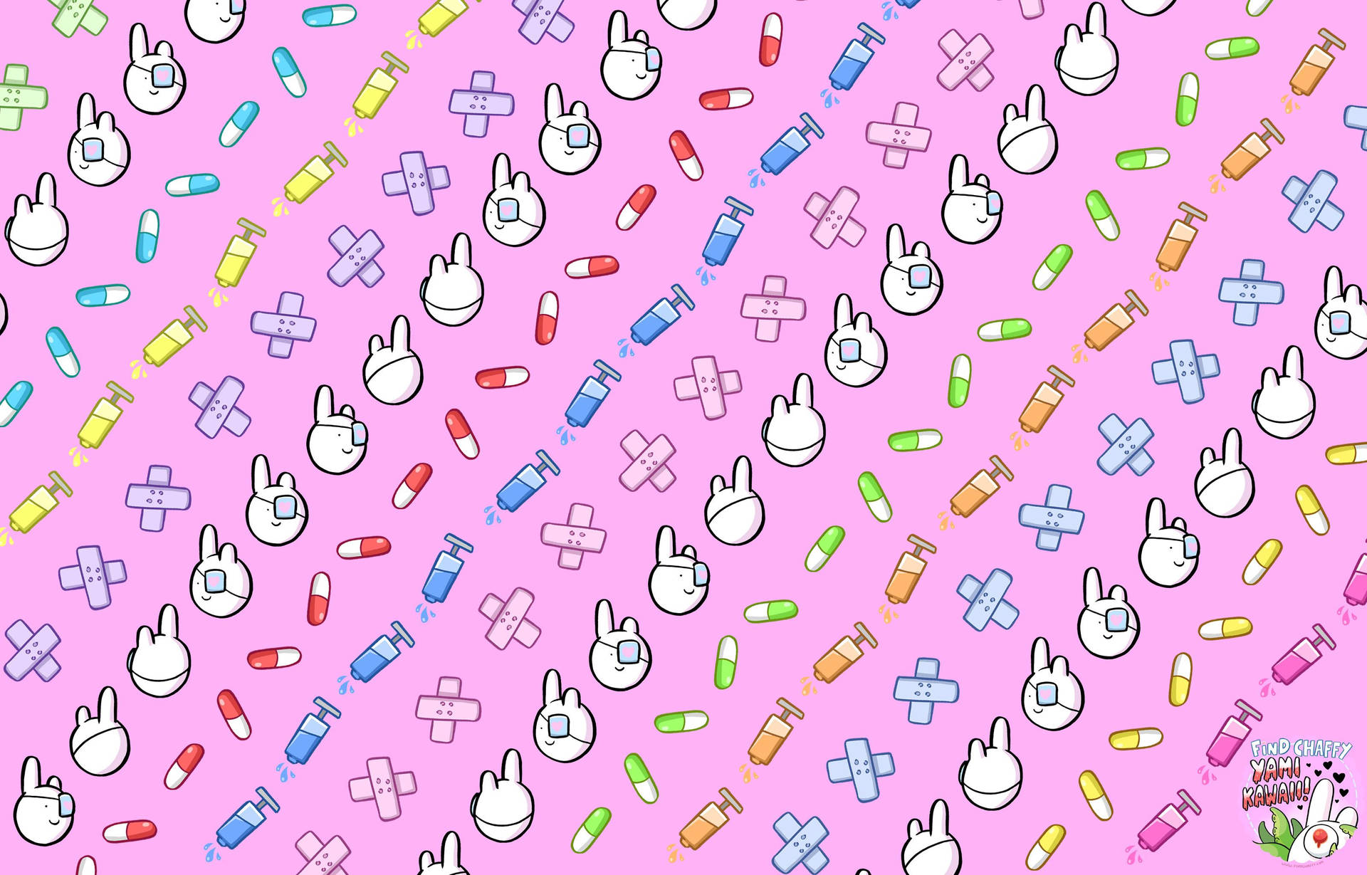 Wallpaper med den søde, runde Find Chaffy-karakter. — Kawaii Wallpapers