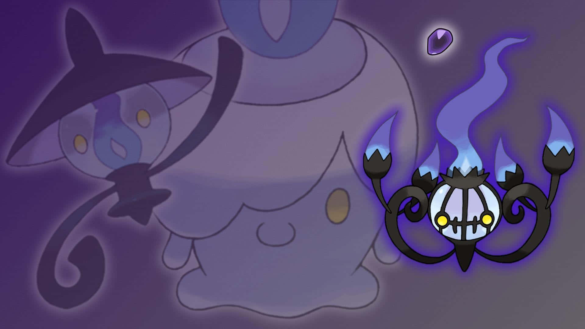 Chandelure med silhuet af Lampent og Litwick Wallpapers