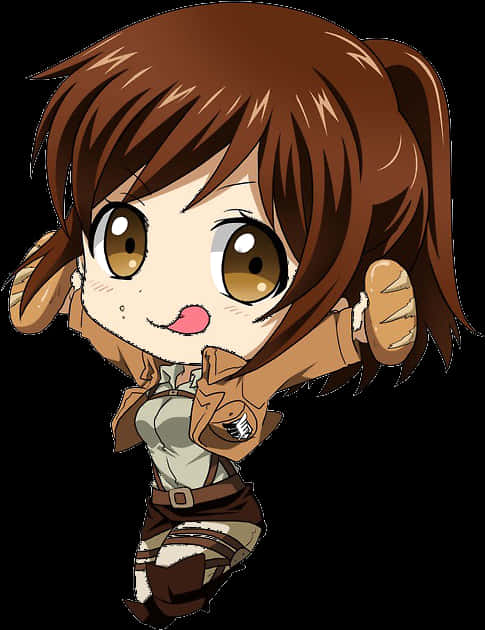 Chibi Anime karakter med brunt hår Wallpapers