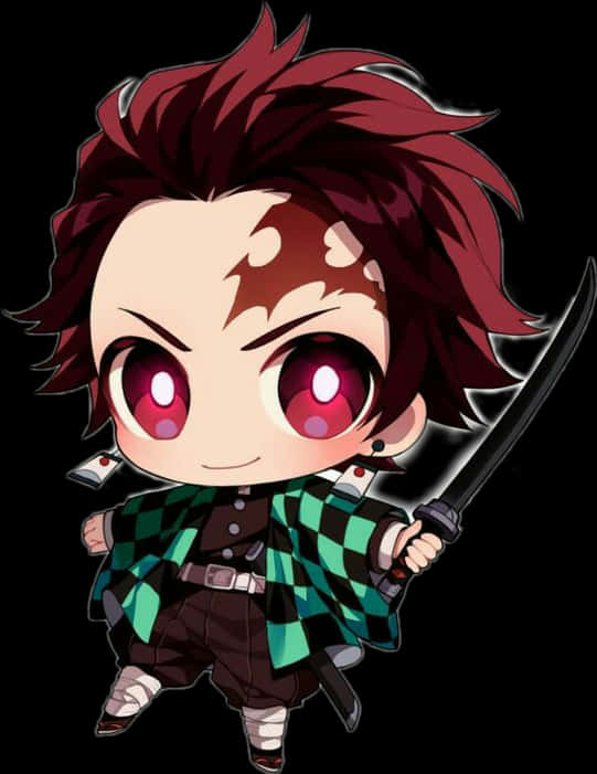 Chibi Anime-karakter med sværd Wallpapers