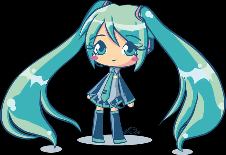 Chibi Hatsune Miku Vektor Kunst Wallpapers