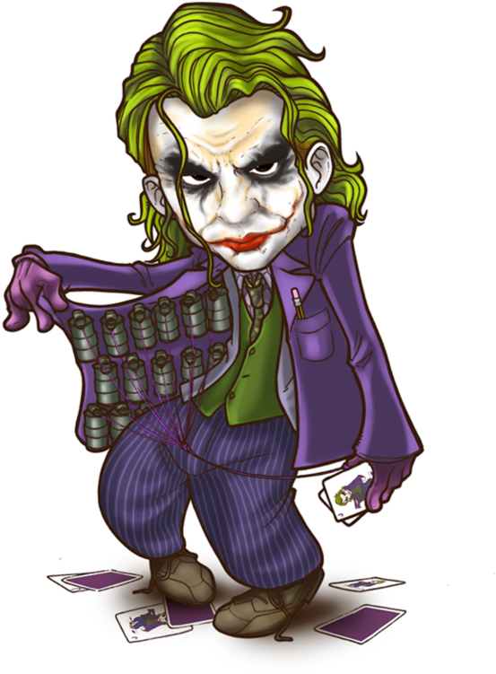 Chibi Joker med kort og granater Wallpapers