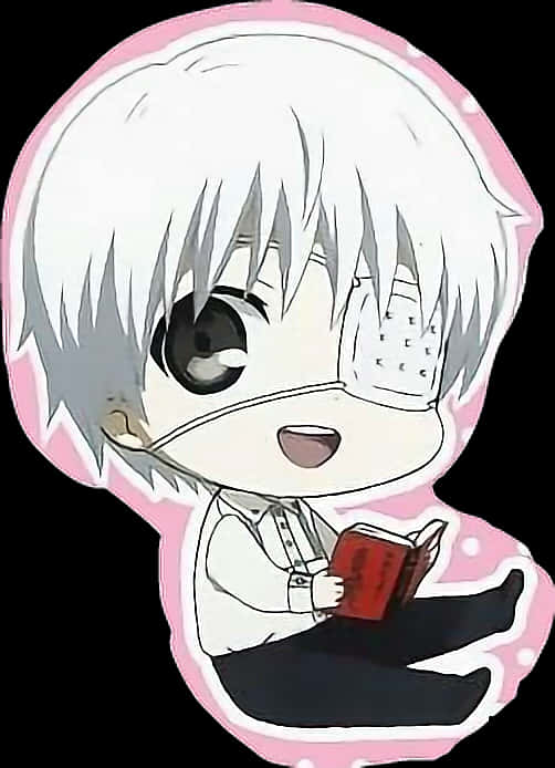 Chibi Kaneki læser bog klistermærke Wallpapers