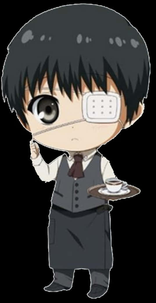 Chibi Kaneki som Tjener Illustration Wallpapers