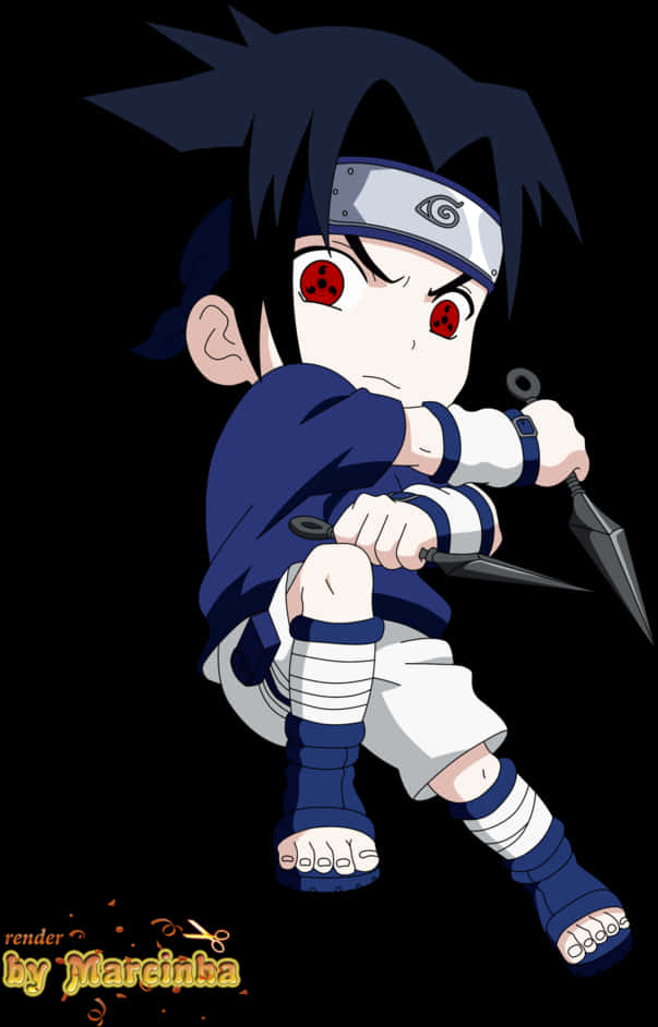 Chibi Sasuke klar til kamp Wallpapers