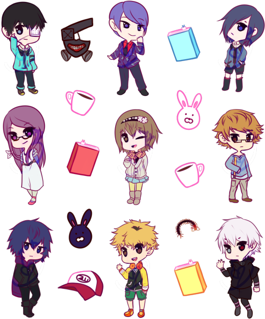 Chibi-stil Figur Samling Wallpapers
