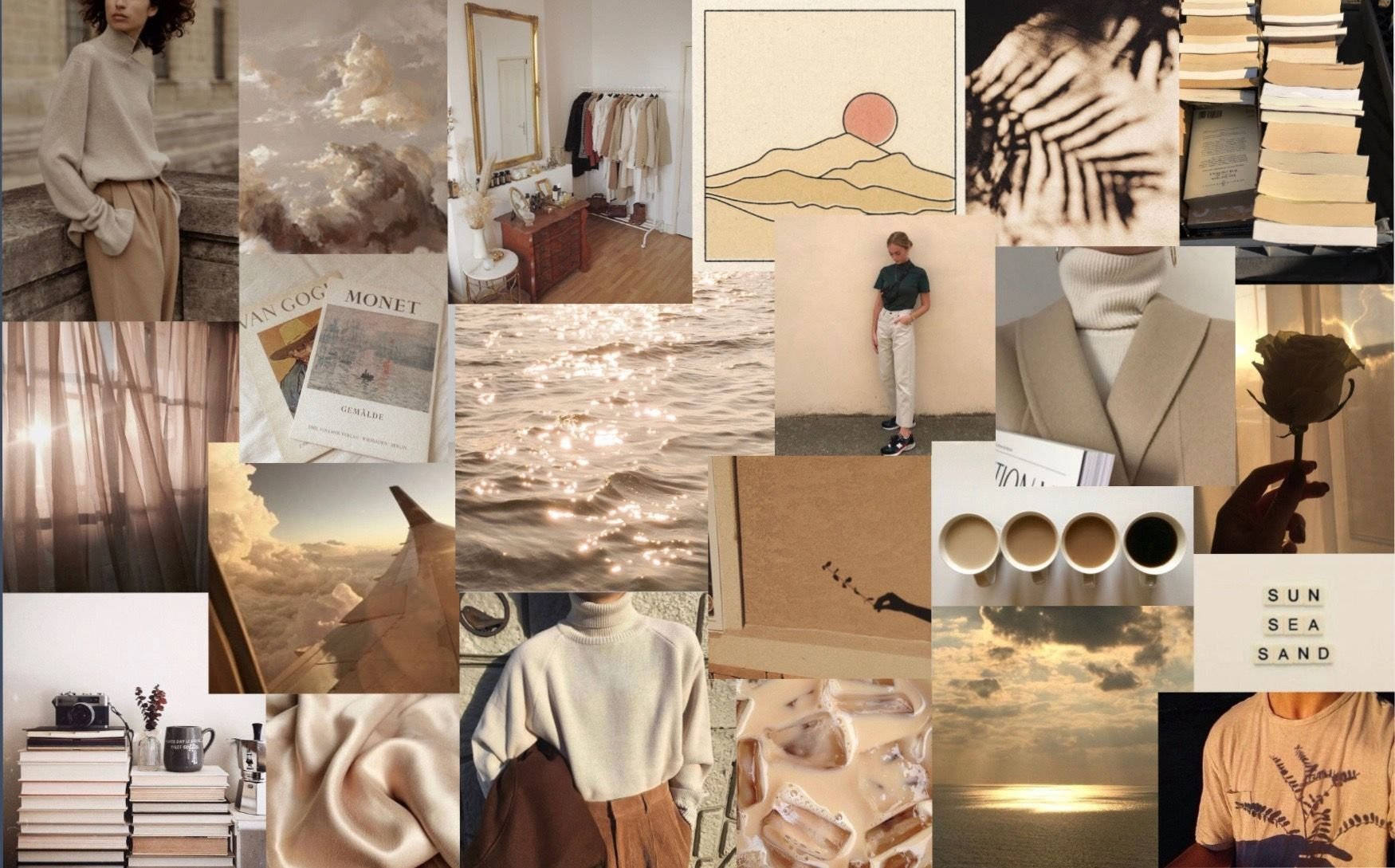 Chic beige æstetisk laptop baggrund Wallpapers