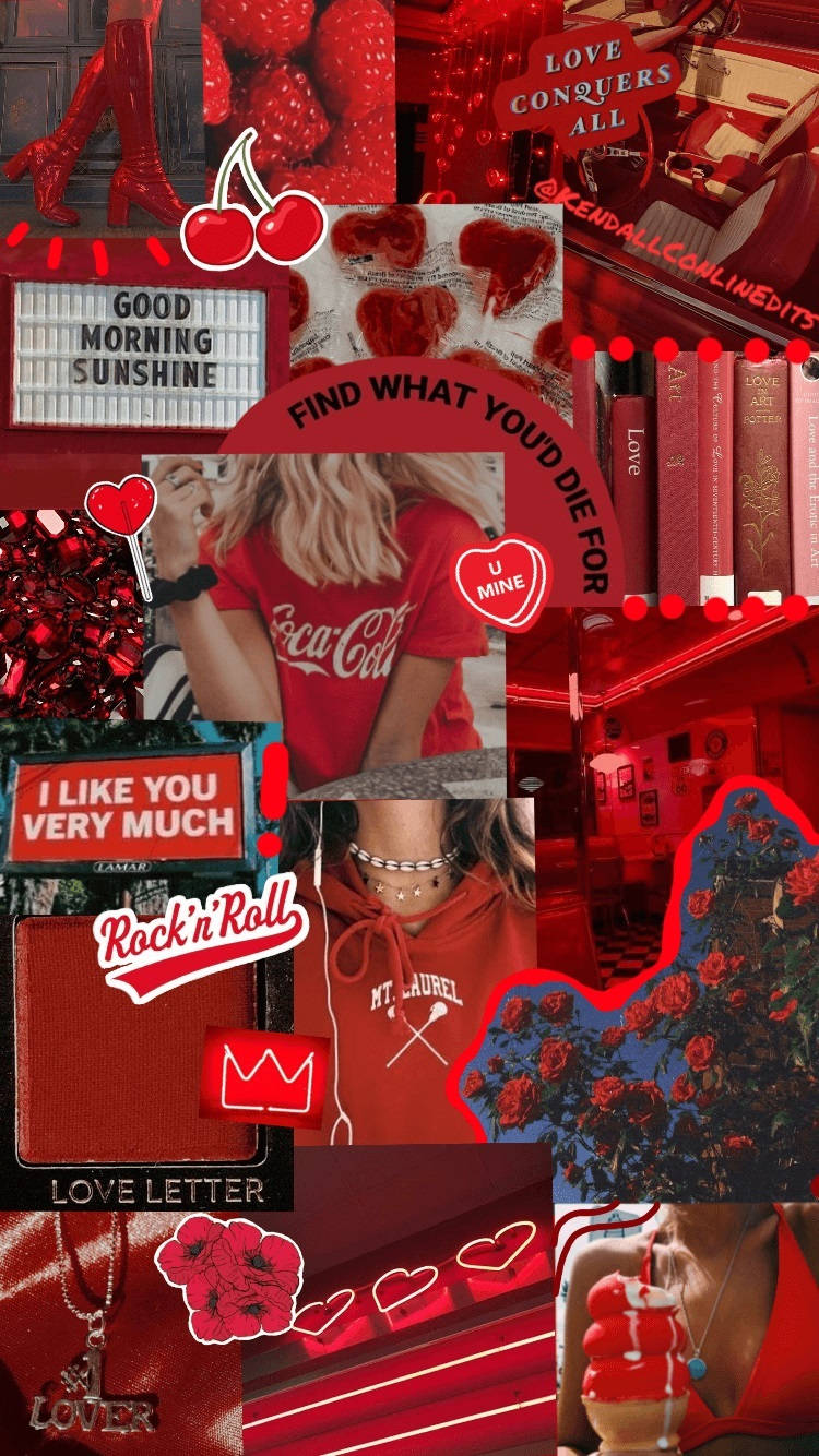 Chic Scrapbook Rød Æstetik iPhone Wallpapers