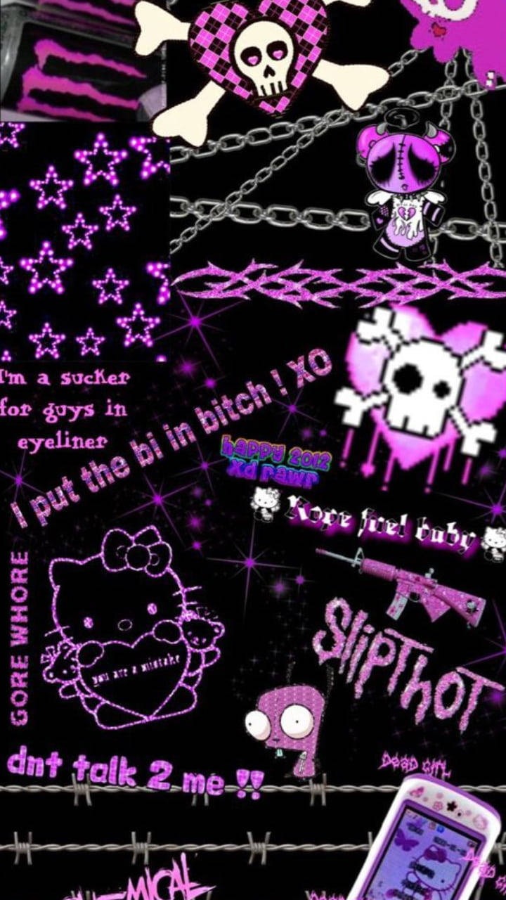 Chic sort og lilla Hello Kitty collage Wallpapers