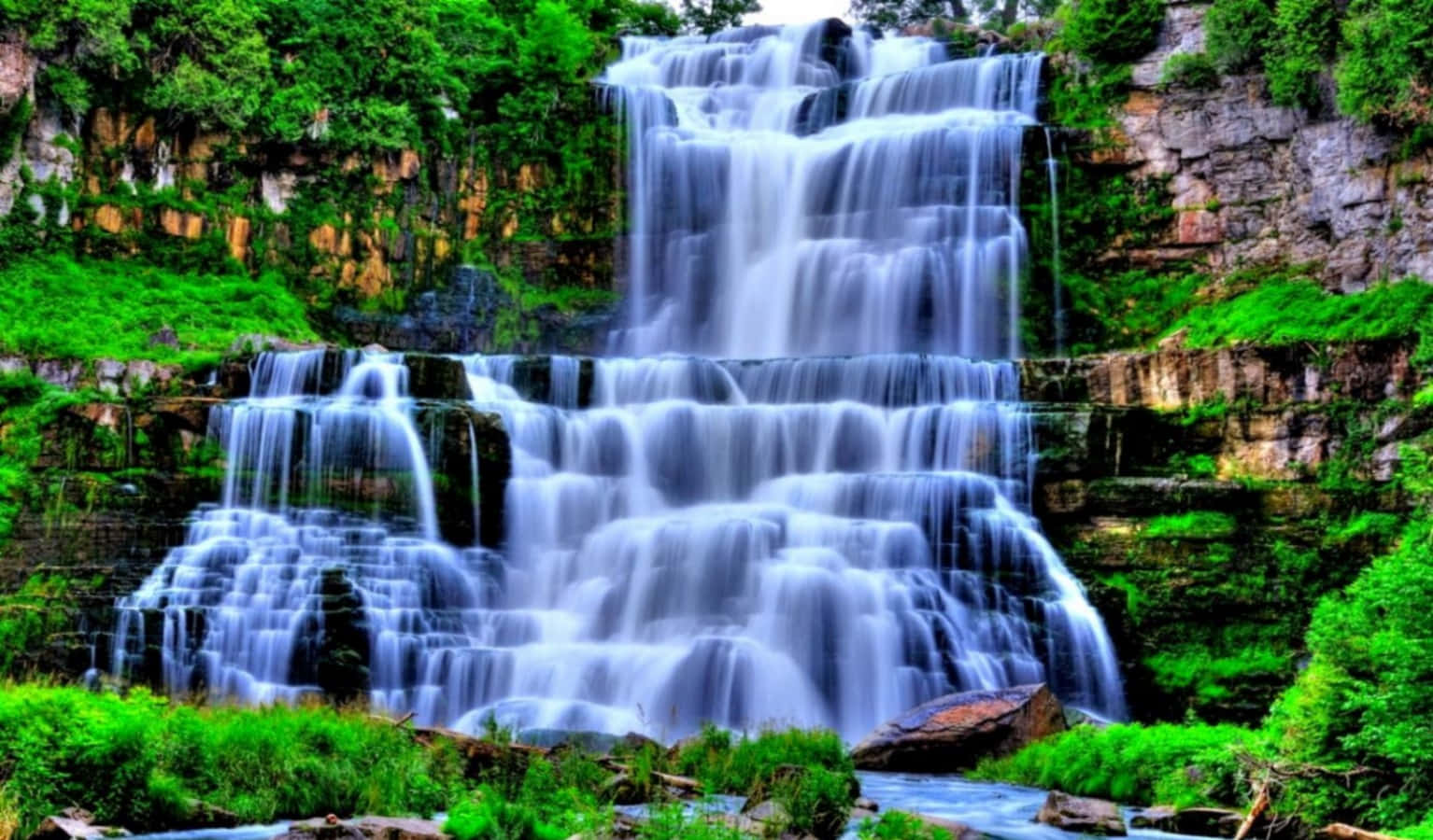 Chittenango Falls State Park Vandfald Skrivebordsbaggrund Wallpapers