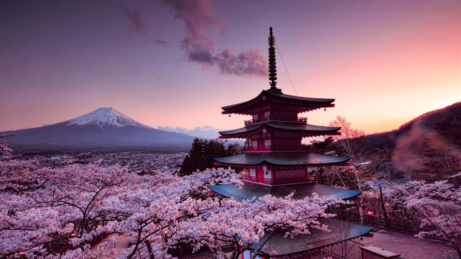 Chureito Pagoda med udsigt til Mount Fuji Wallpapers