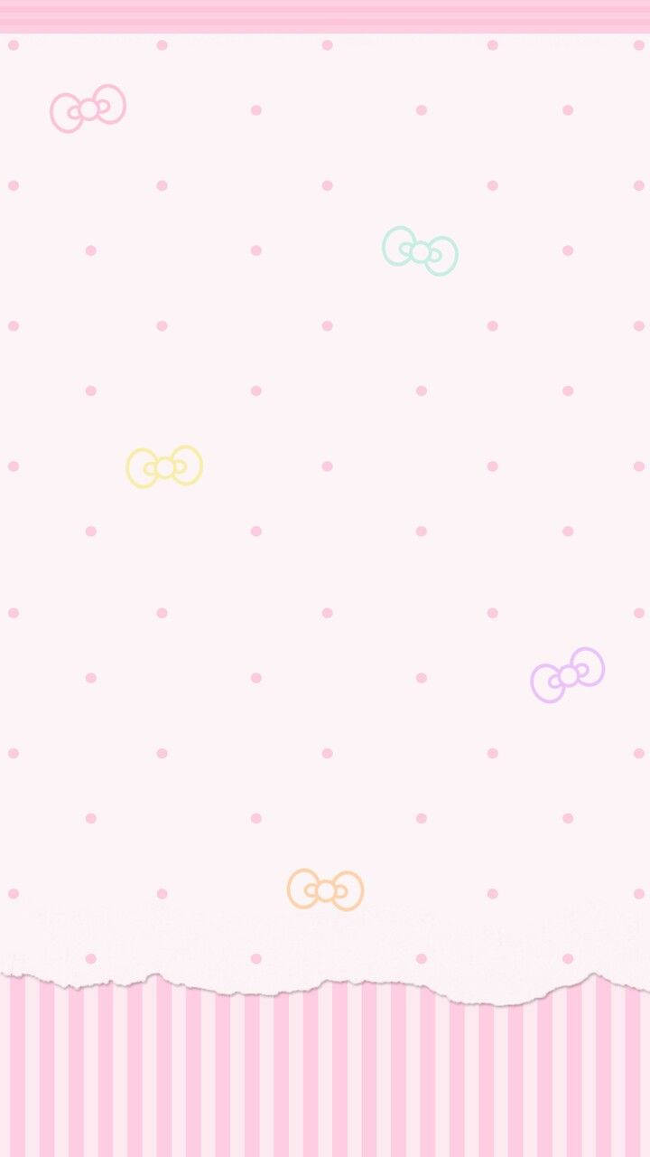 Collage af sløjfer på kawaii lyserød baggrund Wallpapers