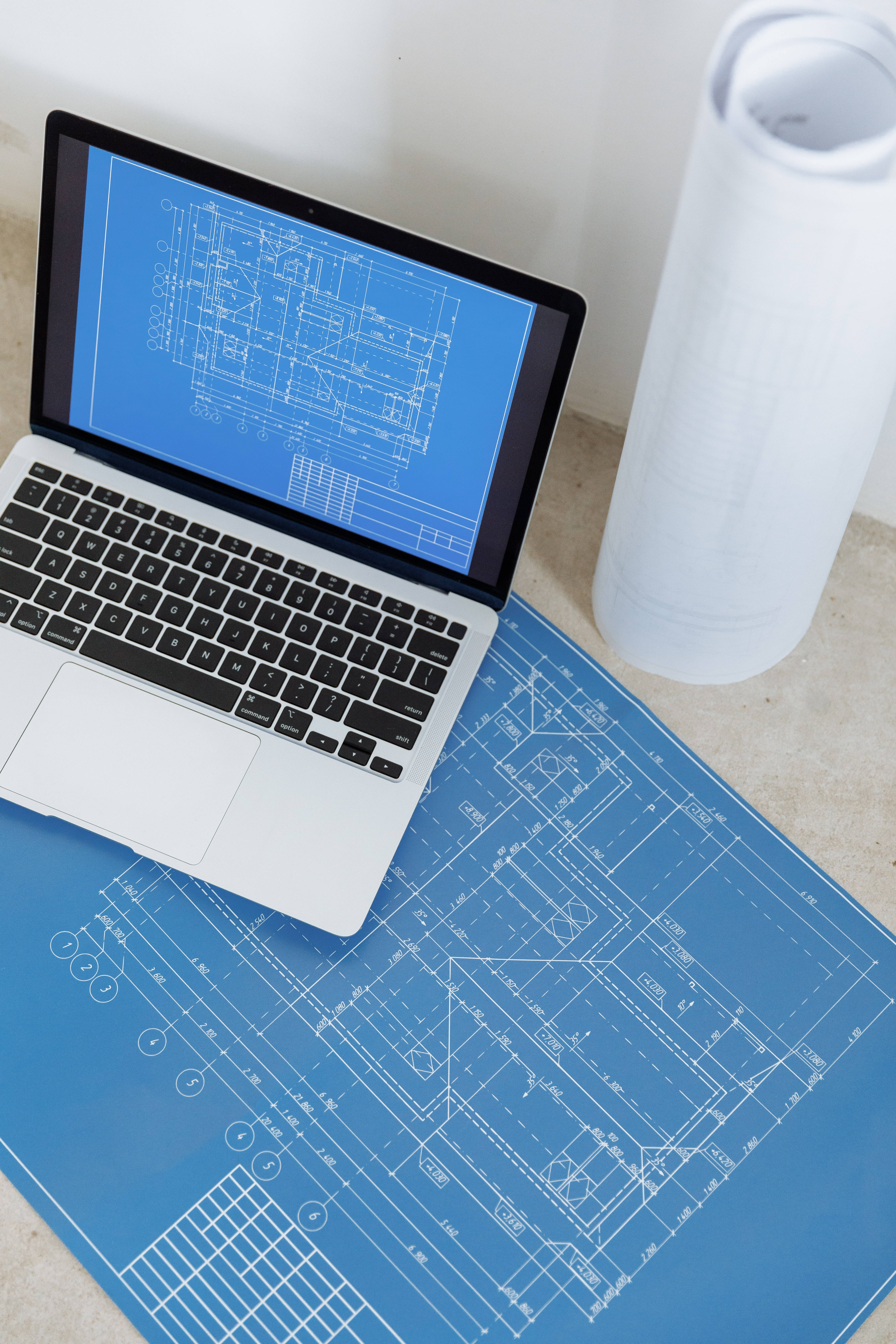 Computerskærm og matchende blåtryk Wallpapers