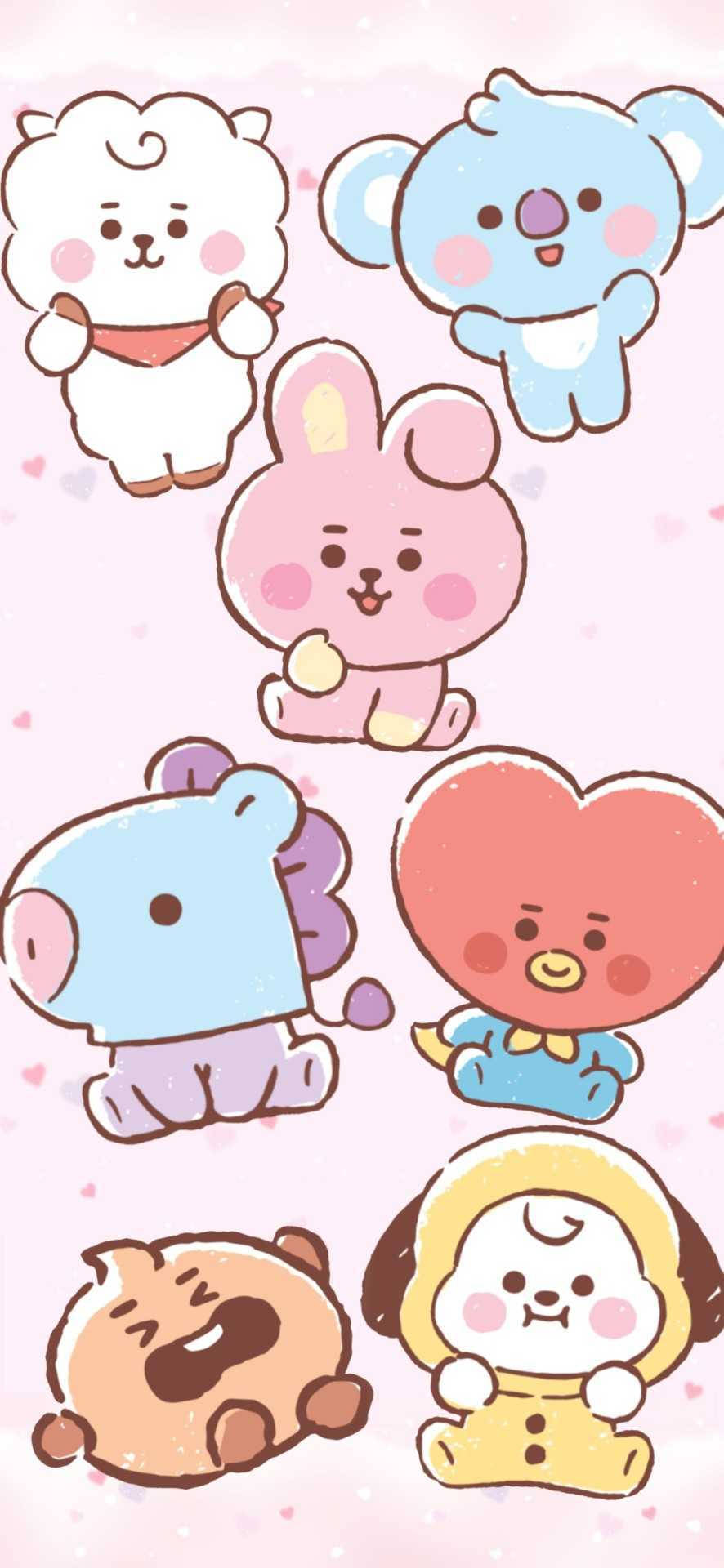 Cooky Bt21 med Line Friends Wallpapers