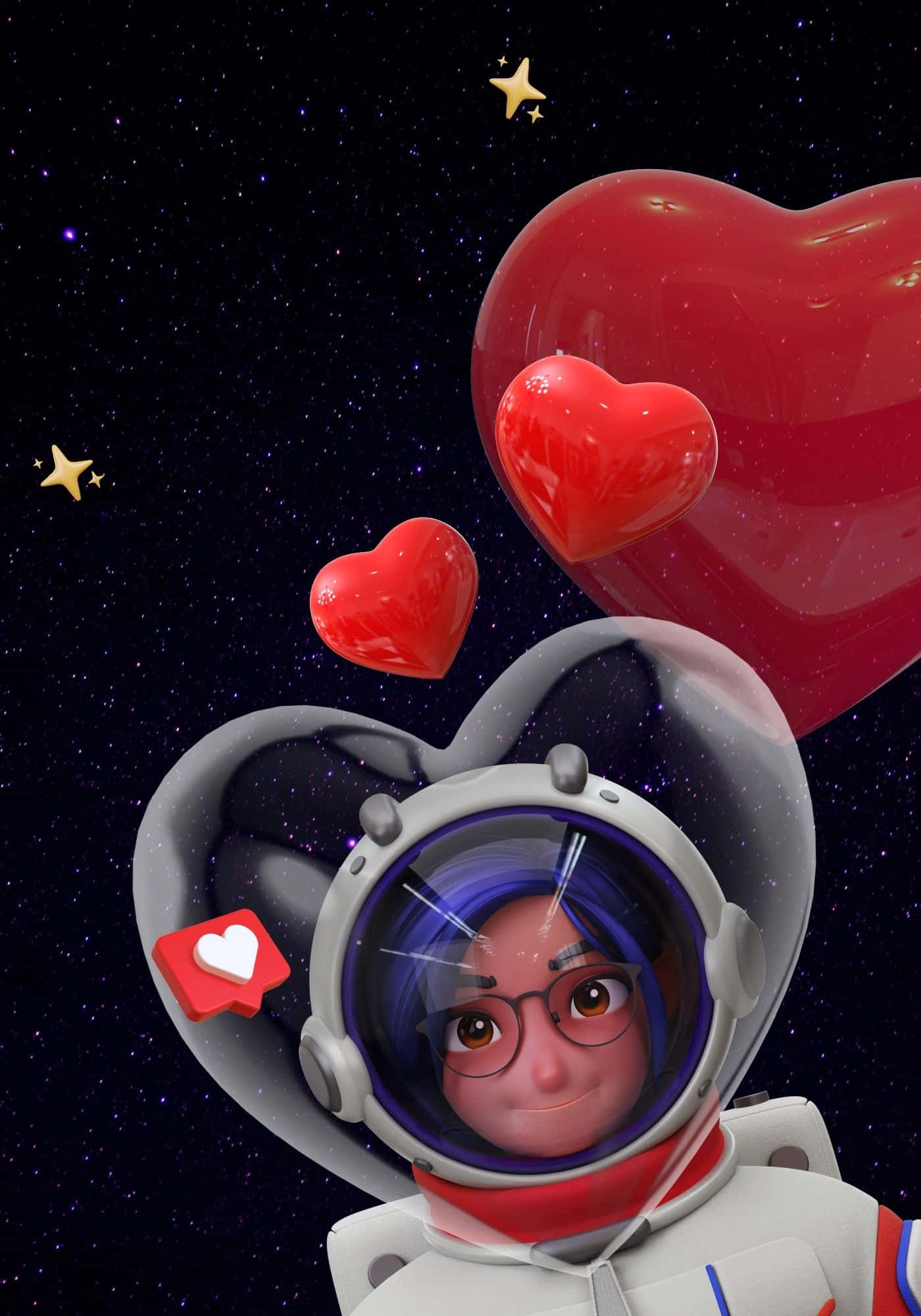 Cool 3D blåhåret astronaut baggrund Wallpapers