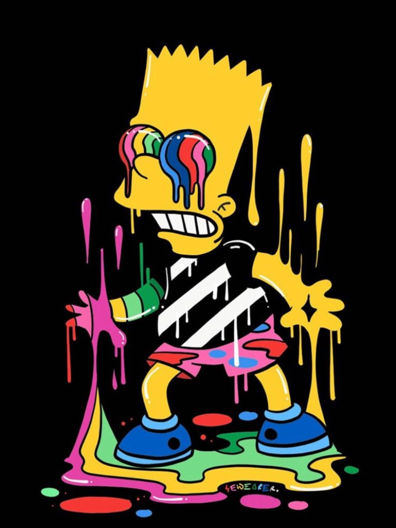 Cool Bart Simpson med abstrakt maling Wallpapers
