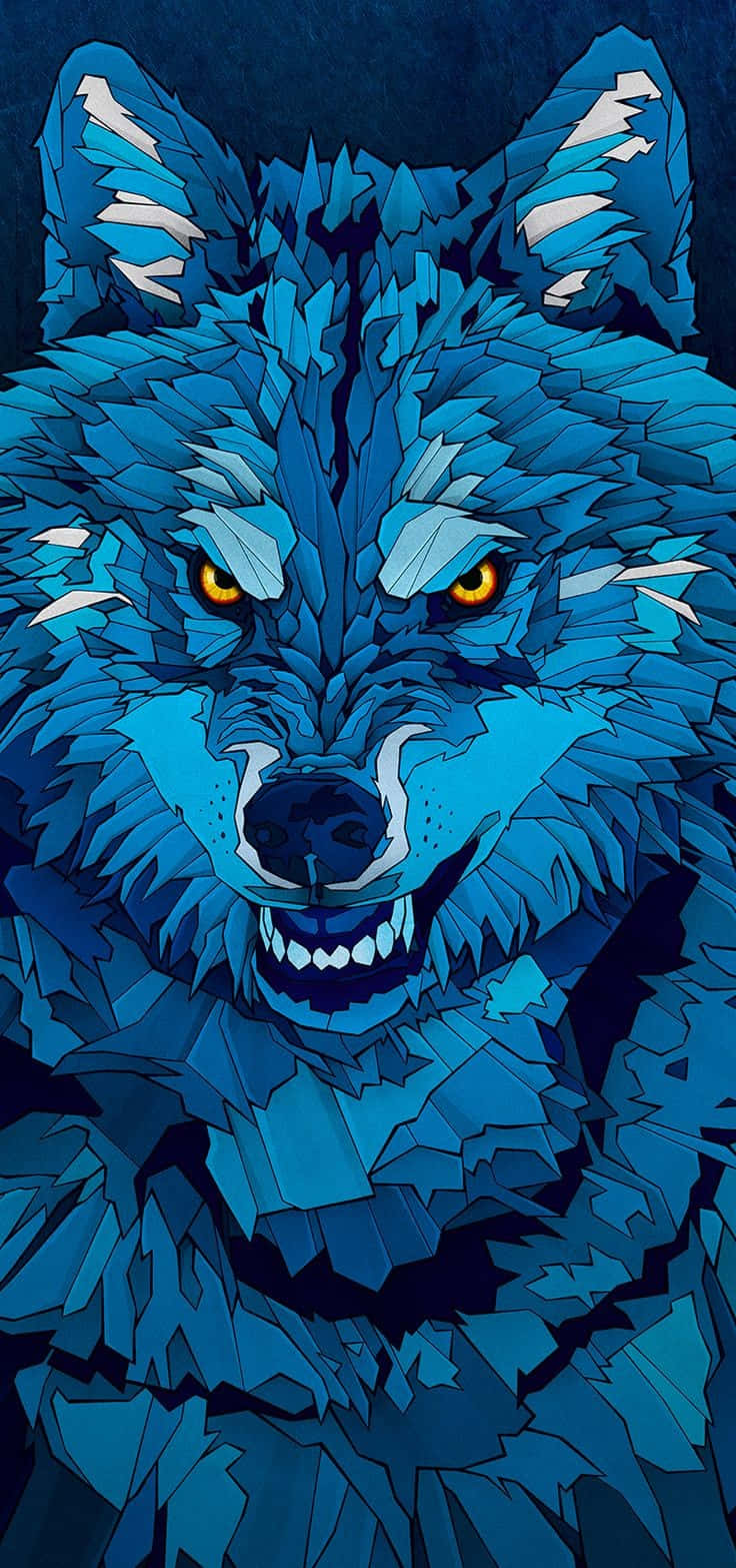 Cool Blå Ulv Abstrakt Kunst Telefon Wallpapers