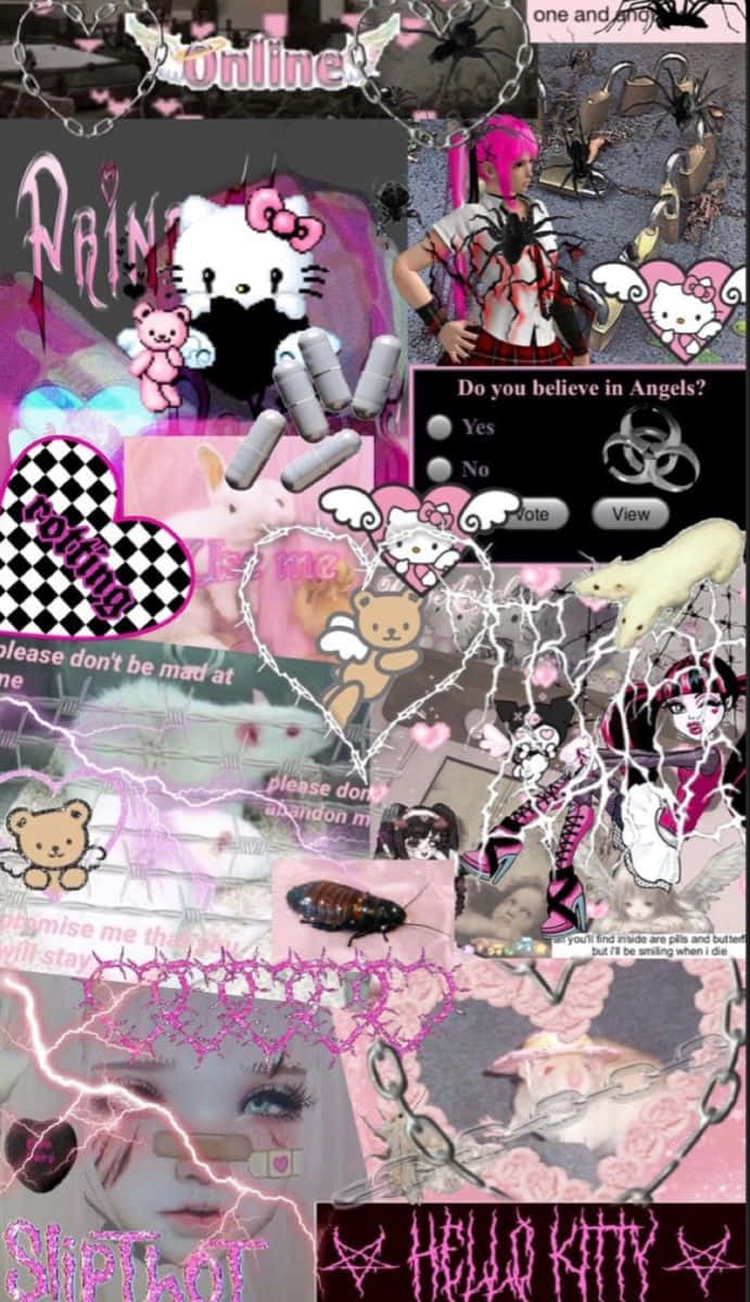 Cool kollage med emo Hello Kitty Wallpapers