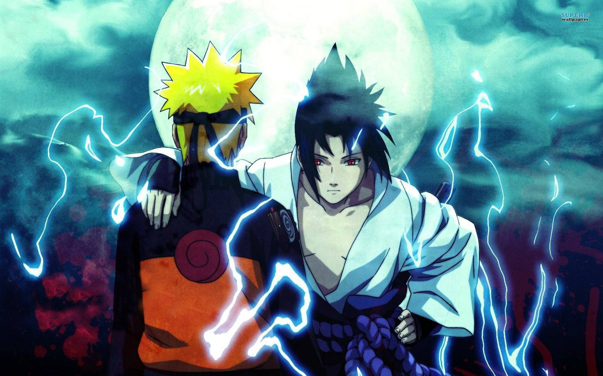 Cool Naruto og Sasuke Lynkunst Wallpapers