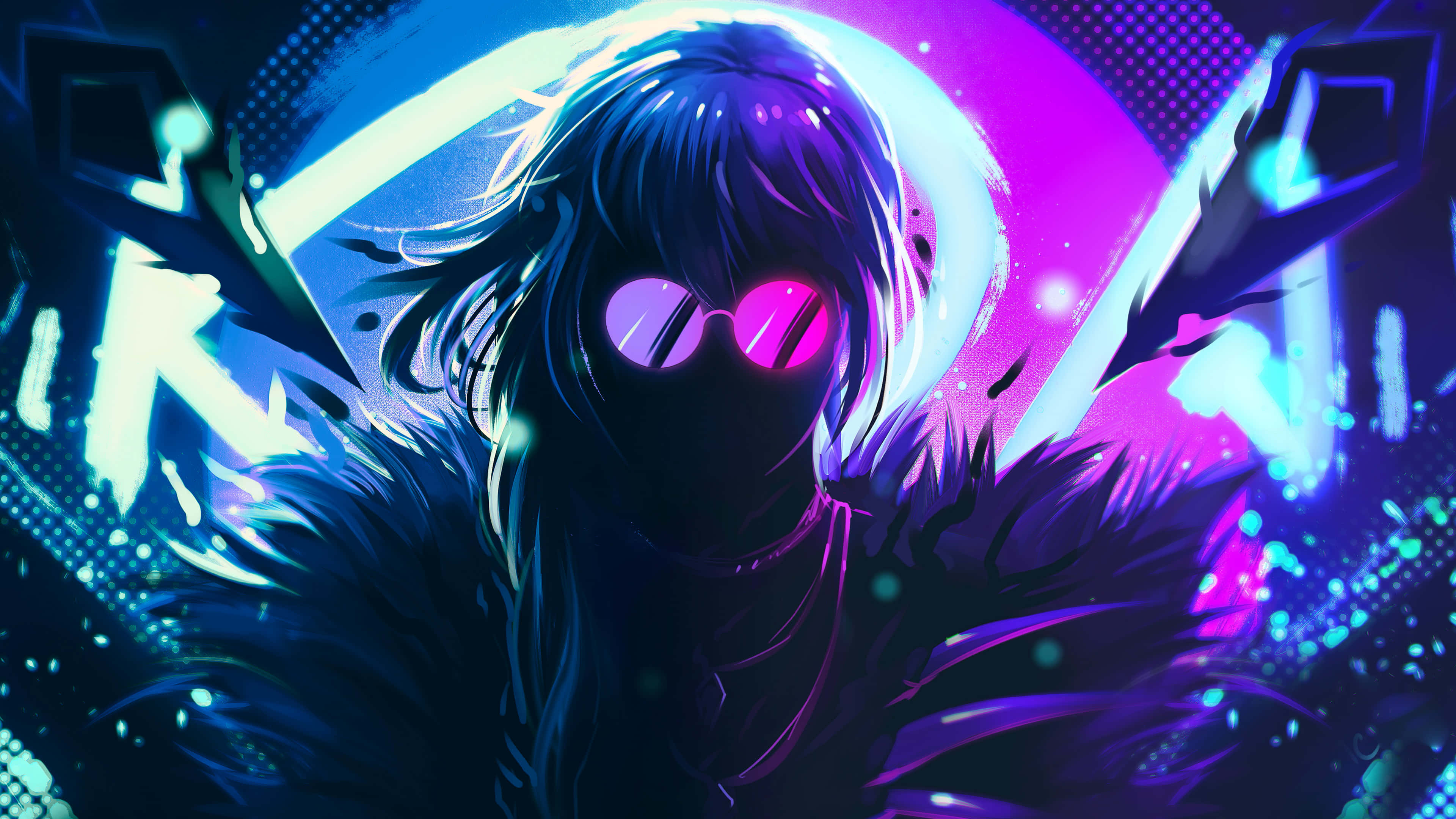 Cool neonblå og lilla Evelynn League of Legends billede Wallpapers
