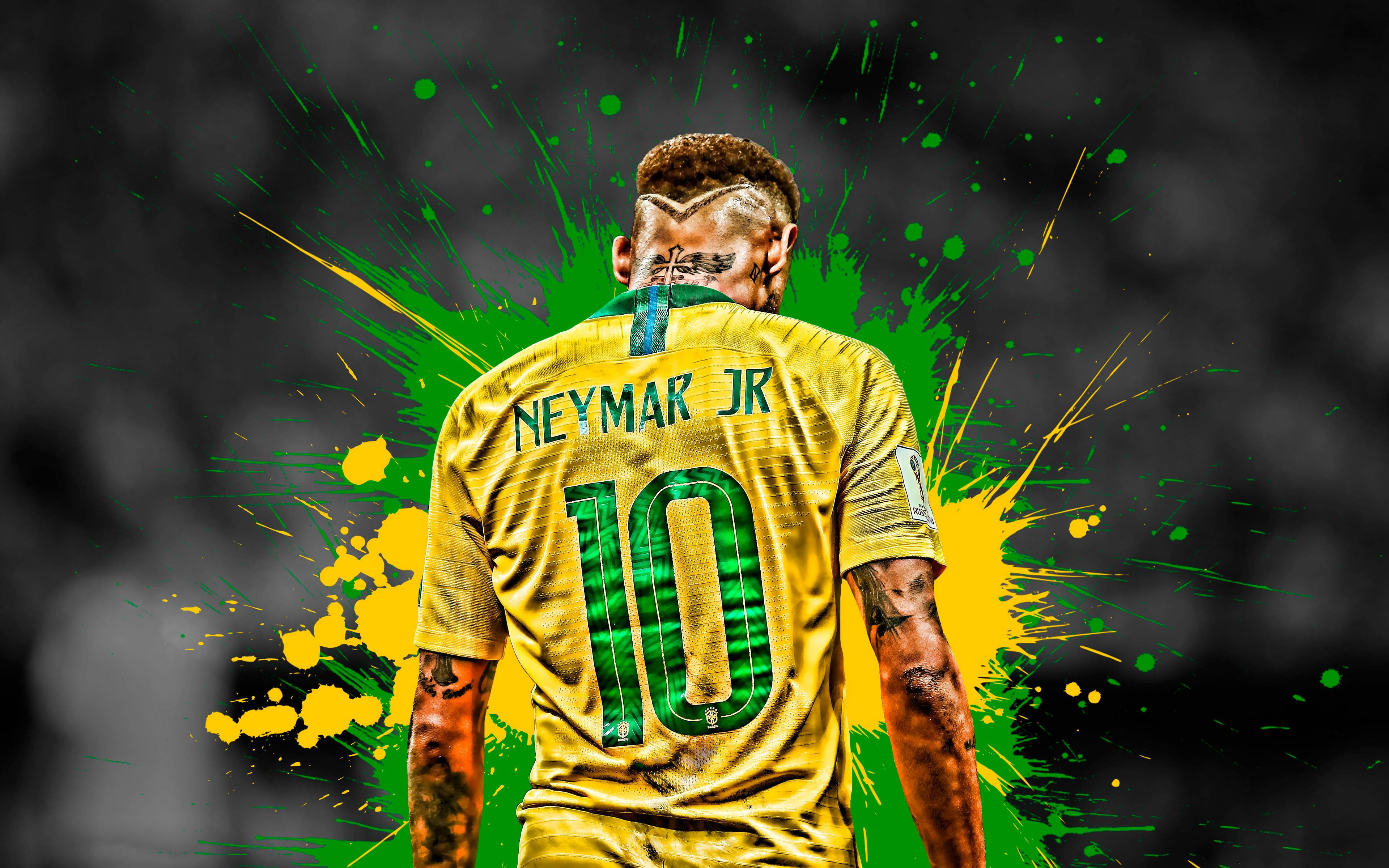 Cool Neymar Jr Grøn Gul Splash — Neymar Wallpapers