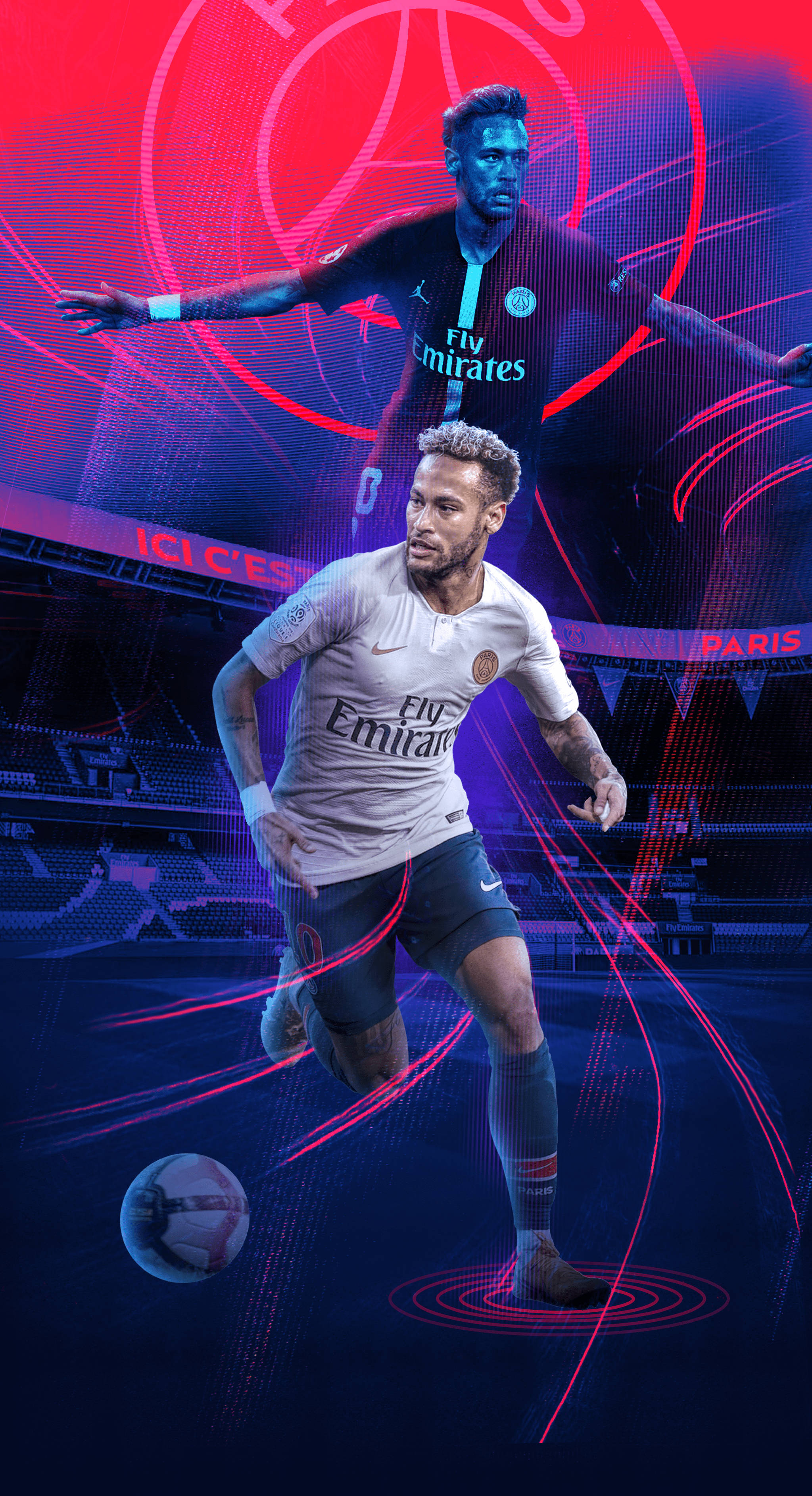 Cool Neymar Jr Rød og Lilla Wallpapers