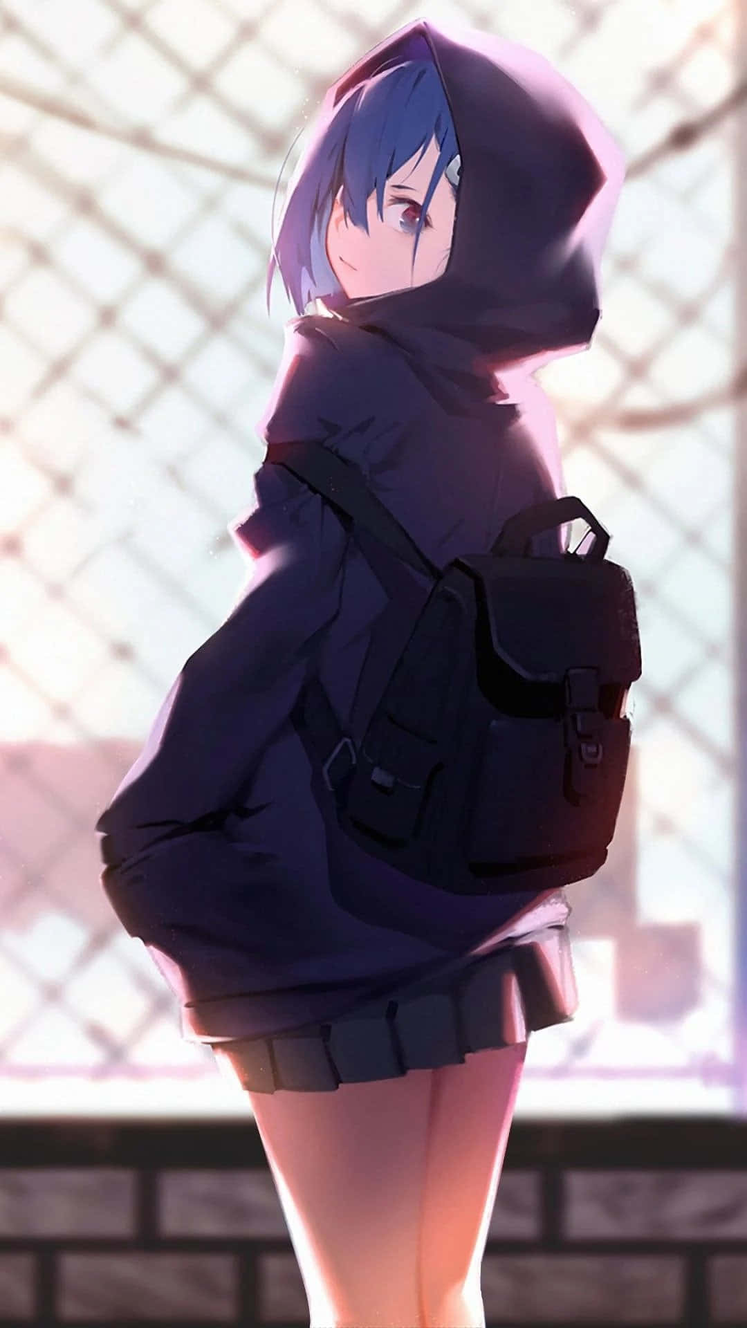 Cool og komfortabel: Anime-pige i hættetrøje Wallpapers