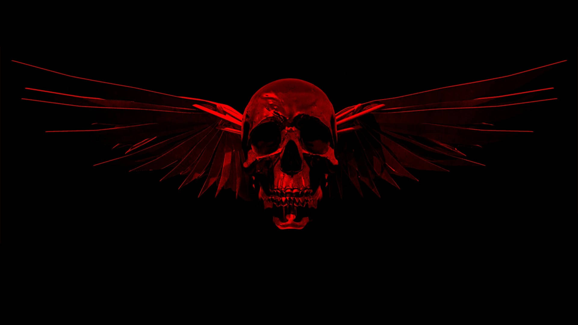 Cool rødt kranium på sort Wallpapers