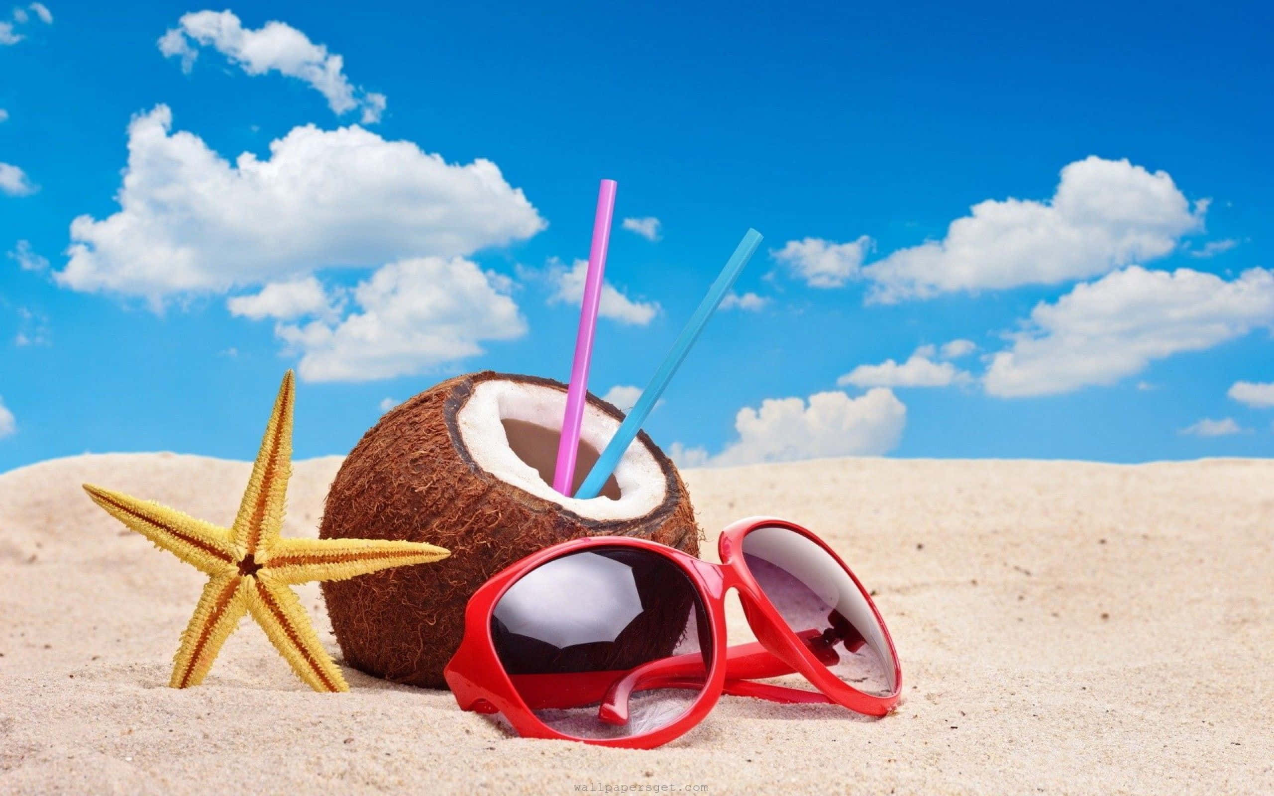 Cool Summer Coconut Og Solbriller Wallpapers